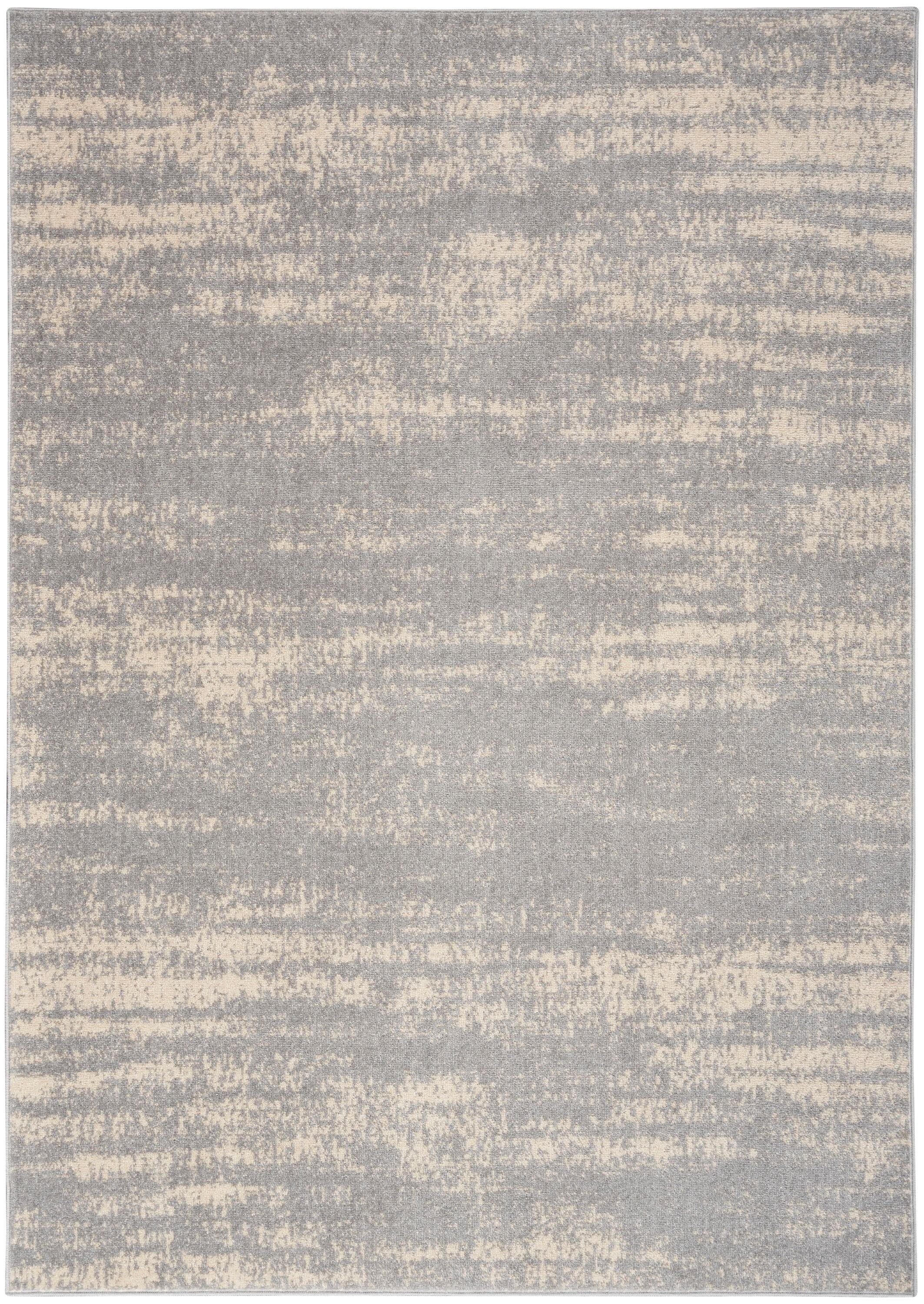 Nourison Essentials Abstract Low Pile Indoor Outdoor Area Rug 5' x 7' Grey/Beige