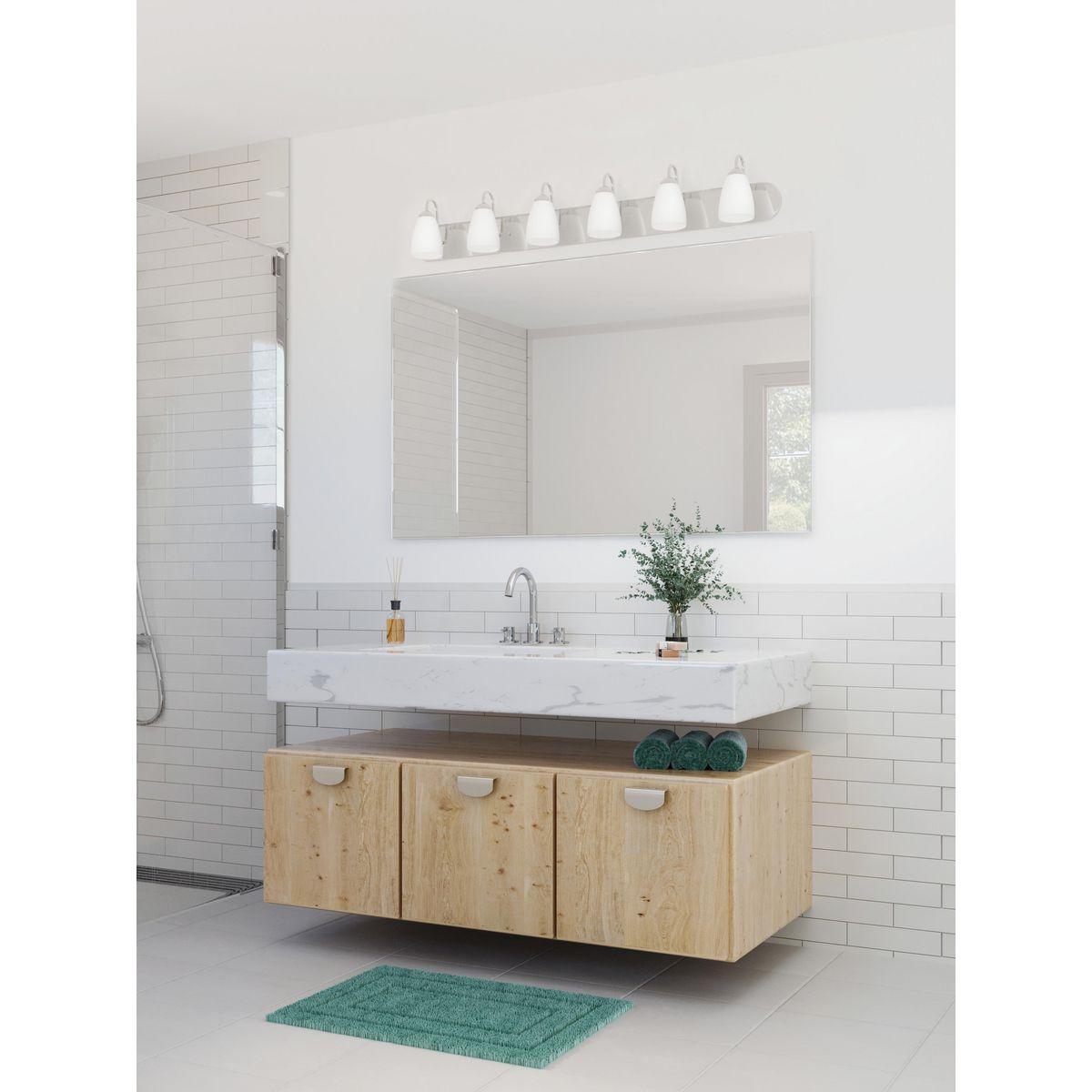 Progress Lighting Gather 6-Light Bath Bracket, Polished Chrome, Etched Glass Shades