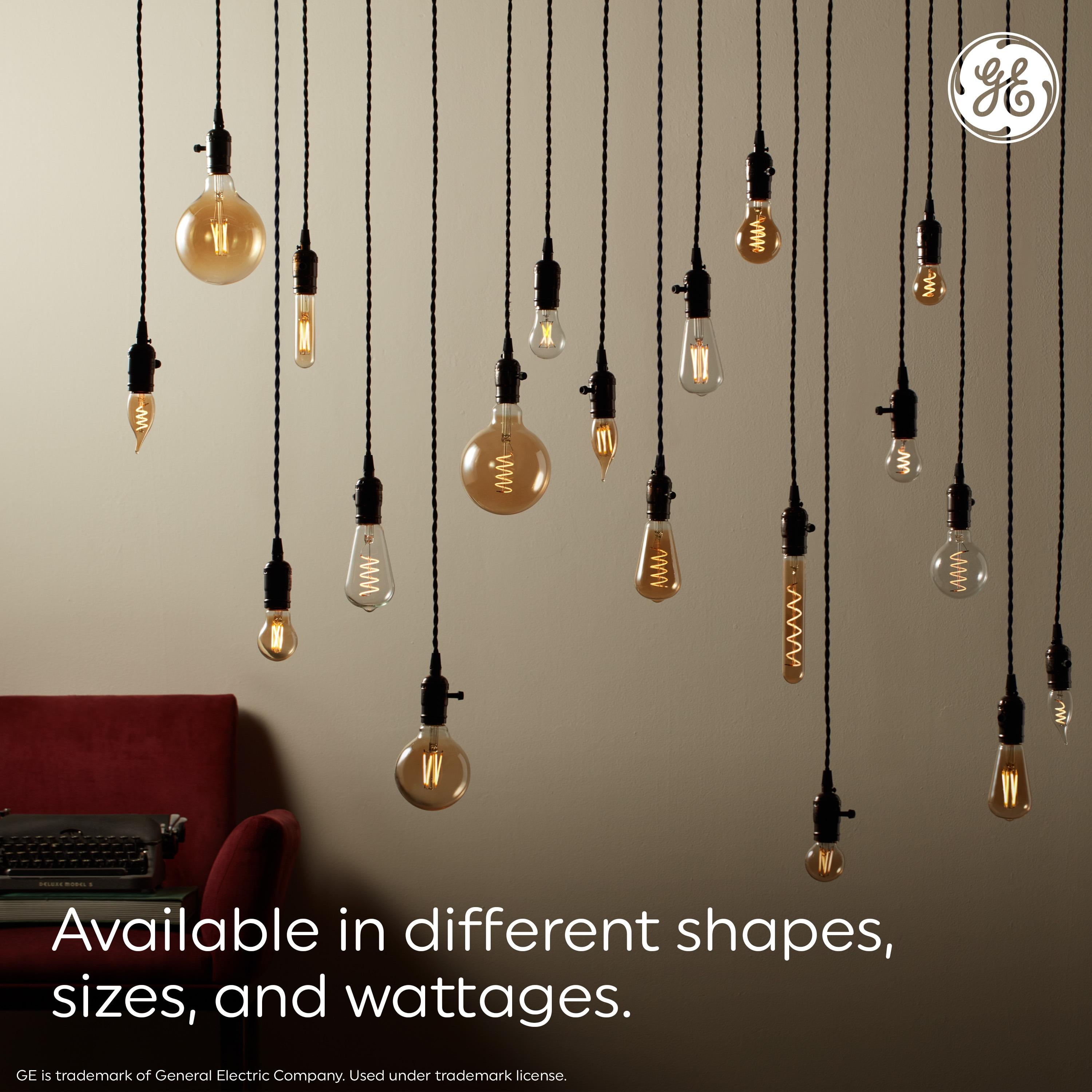 GE 2pk 60W Vintage Style ST19 LED Edison Light Bulbs Amber Glass: E26 Base, Dimmable, Warm Light, Antique Style
