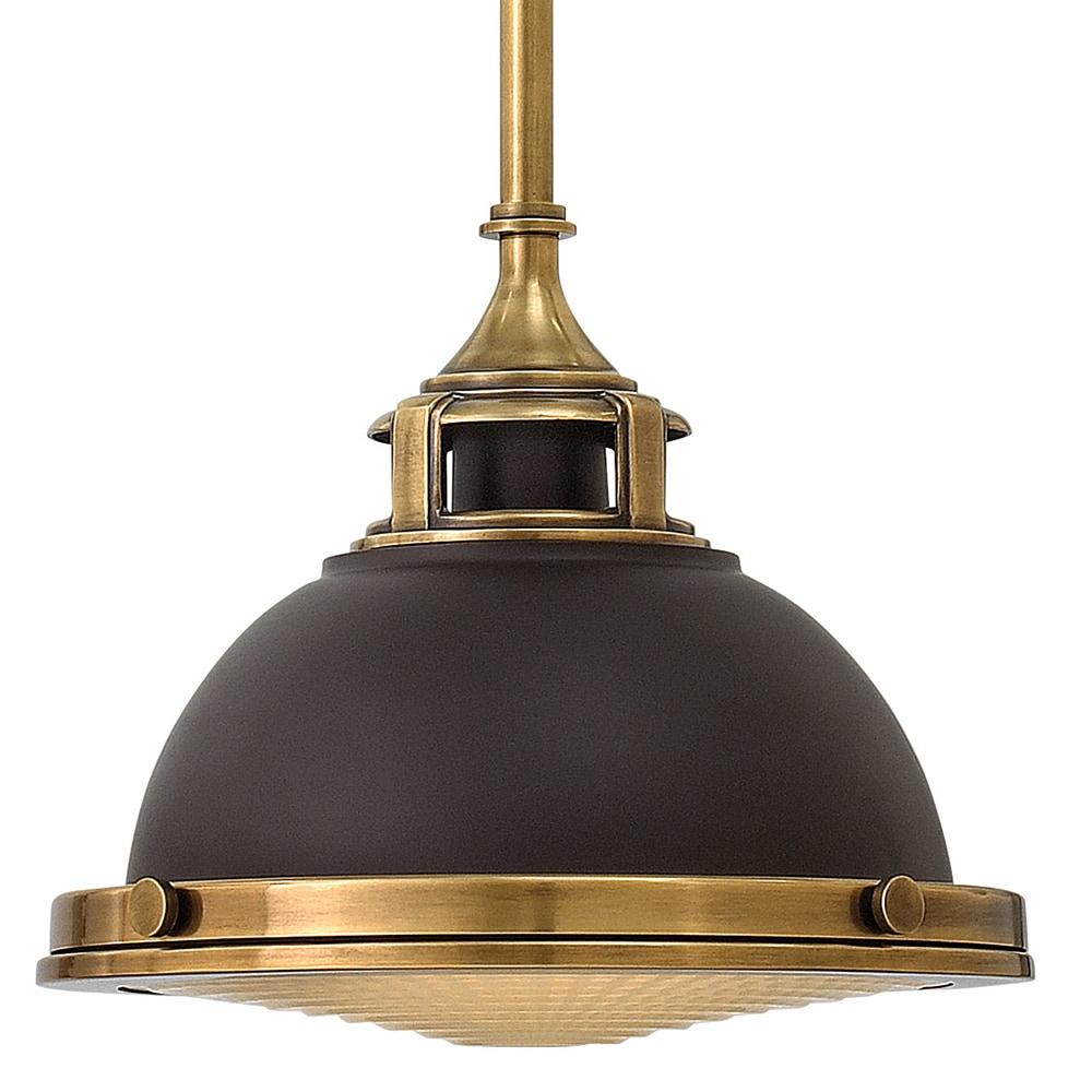 Buckeye Bronze and Brass Medium Glass Pendant Light