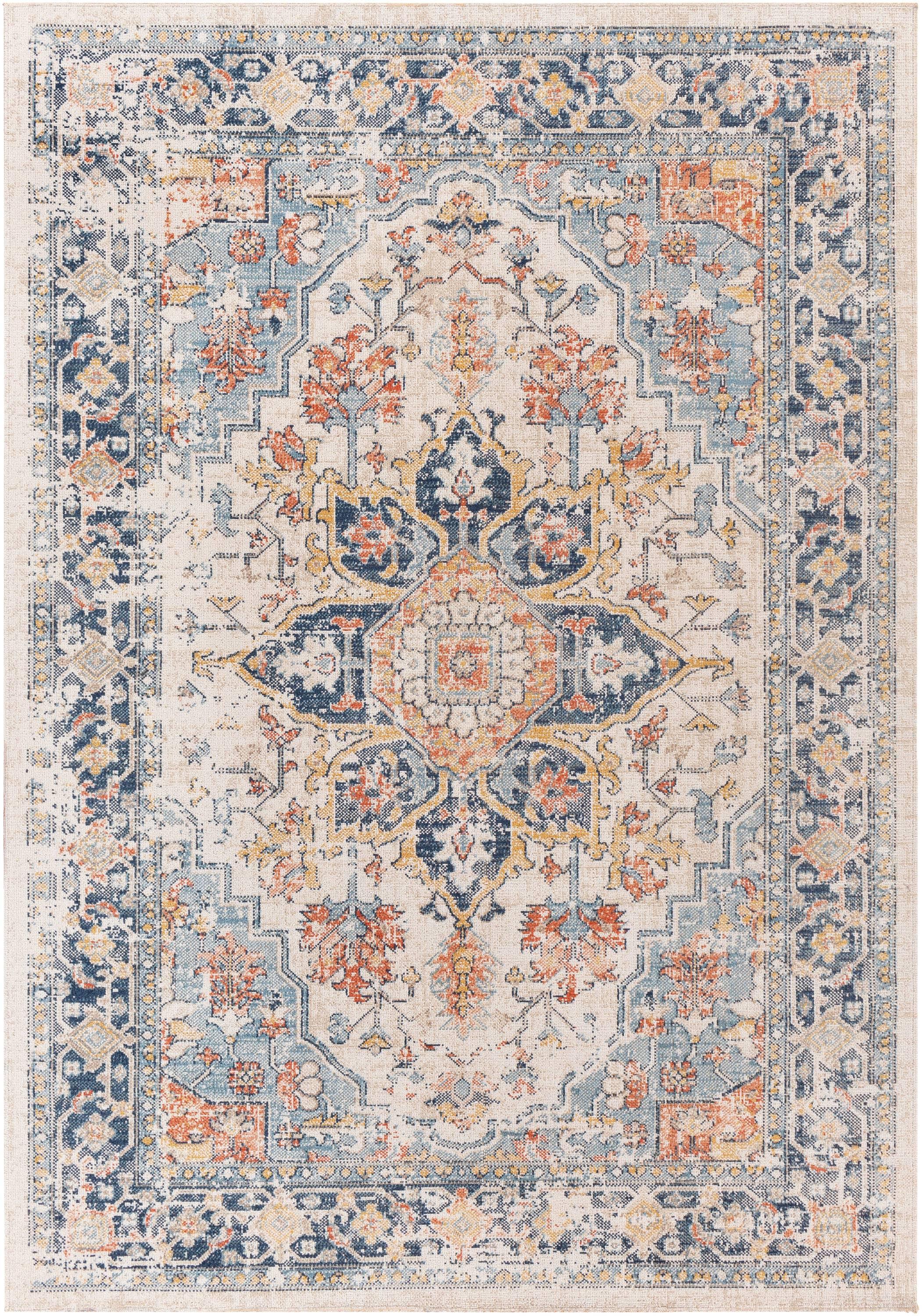 Livabliss Huntington Beach Vintage Indoor/Outdoor Area Rug,7'10" x 10',Blue