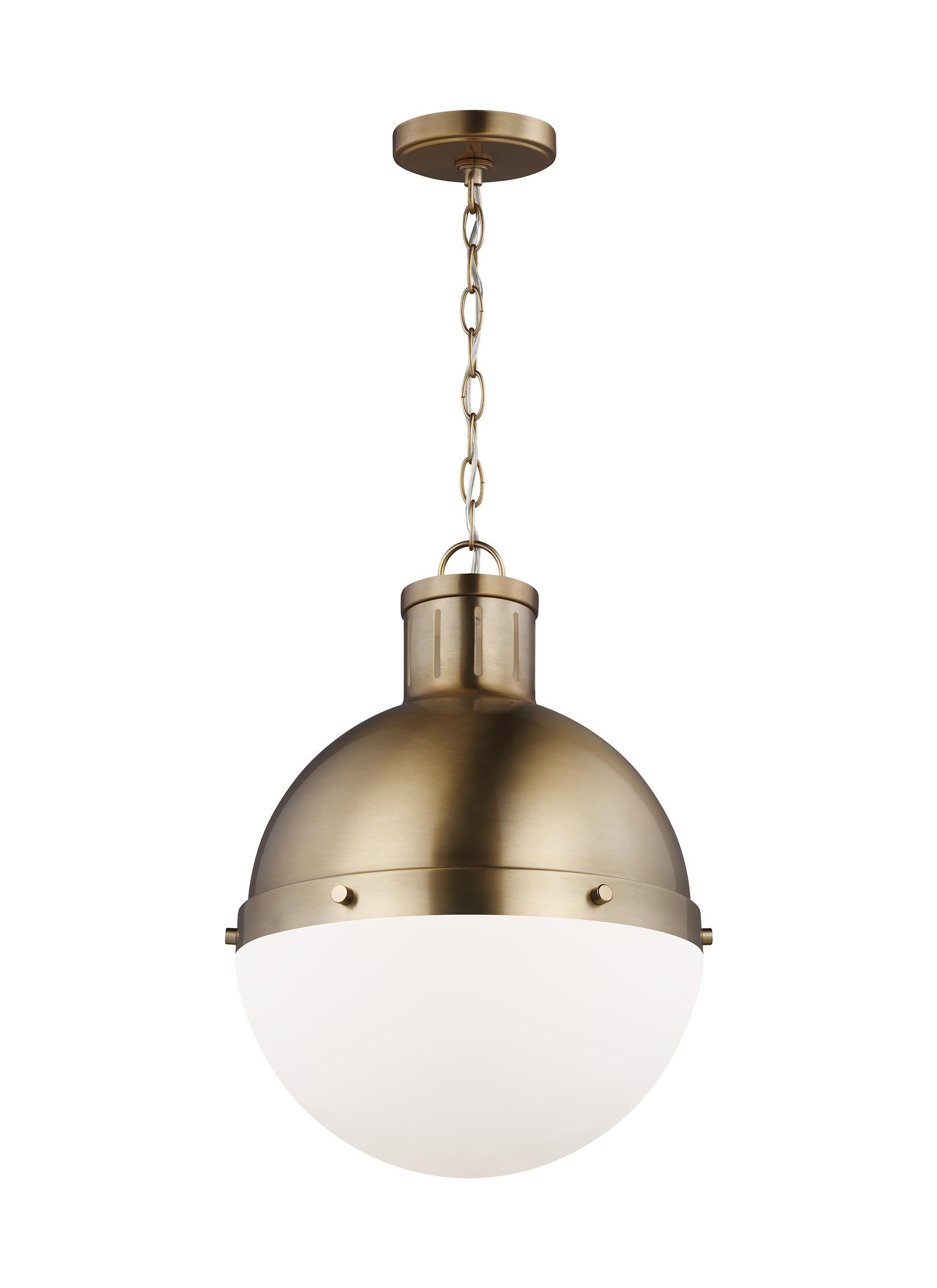 Satin Brass Globe Pendant Light with Smooth White Glass Shade