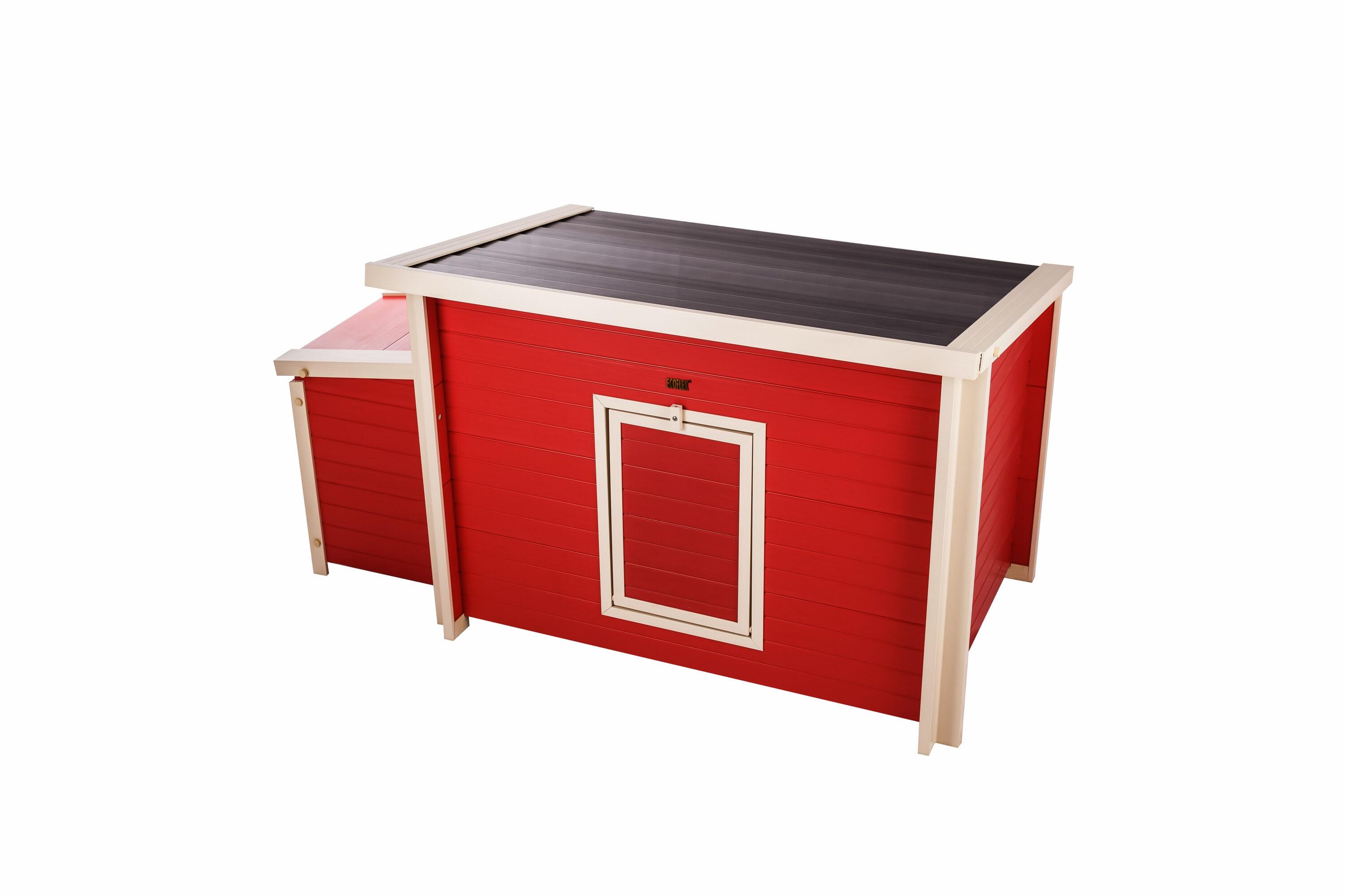 New Age Pet® ECOFLEX® Red Fontana Chicken Barn, Eco-Friendly and Non-Toxic Urban Coop for 2-3 Chickens, Easy Assembly, with Nesting Box and Roosting Bars, Moisture and Odor Resistant