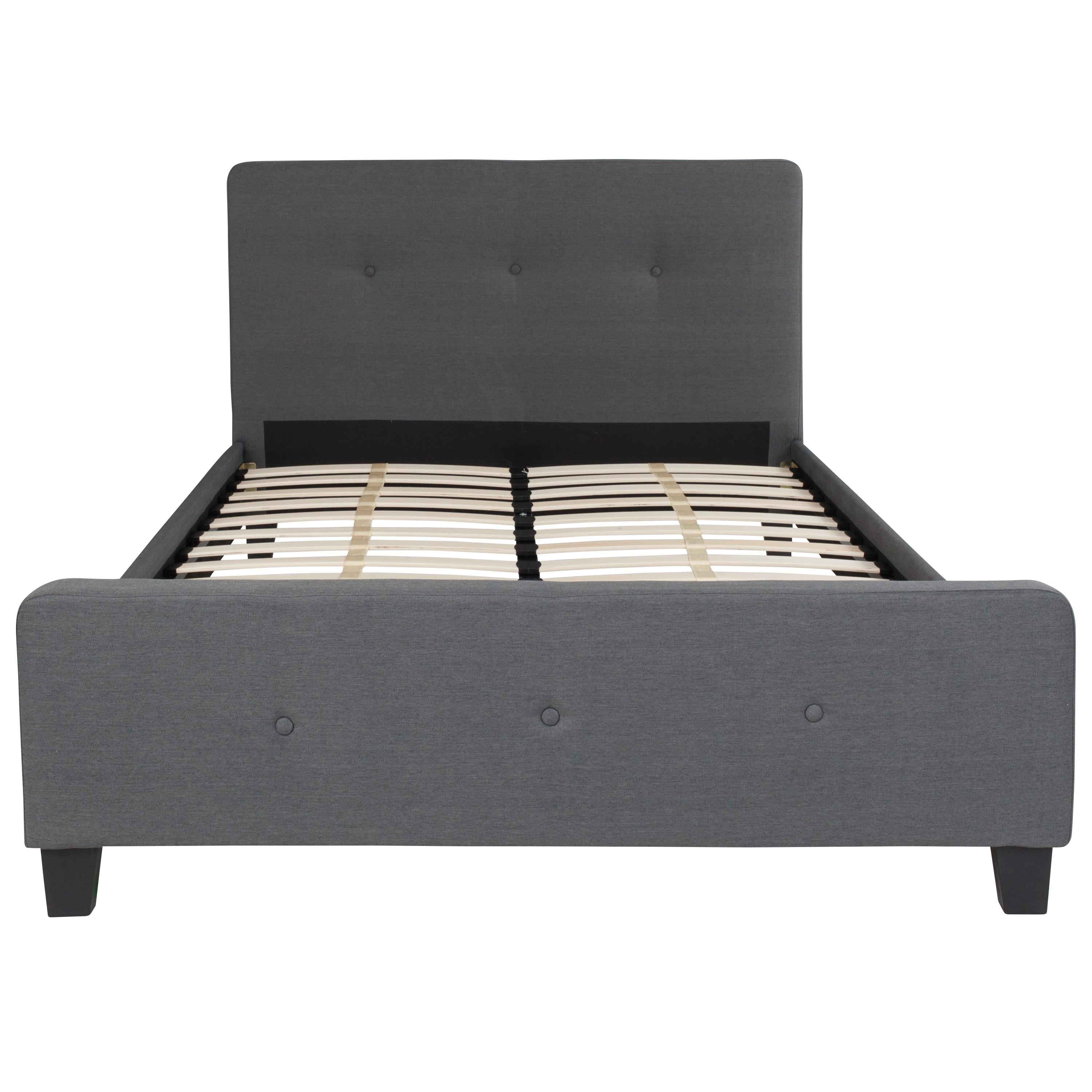 Flash Furniture Tribeca Full Size Tufted Upholstered Platform Bed in Dark Gray Fabric