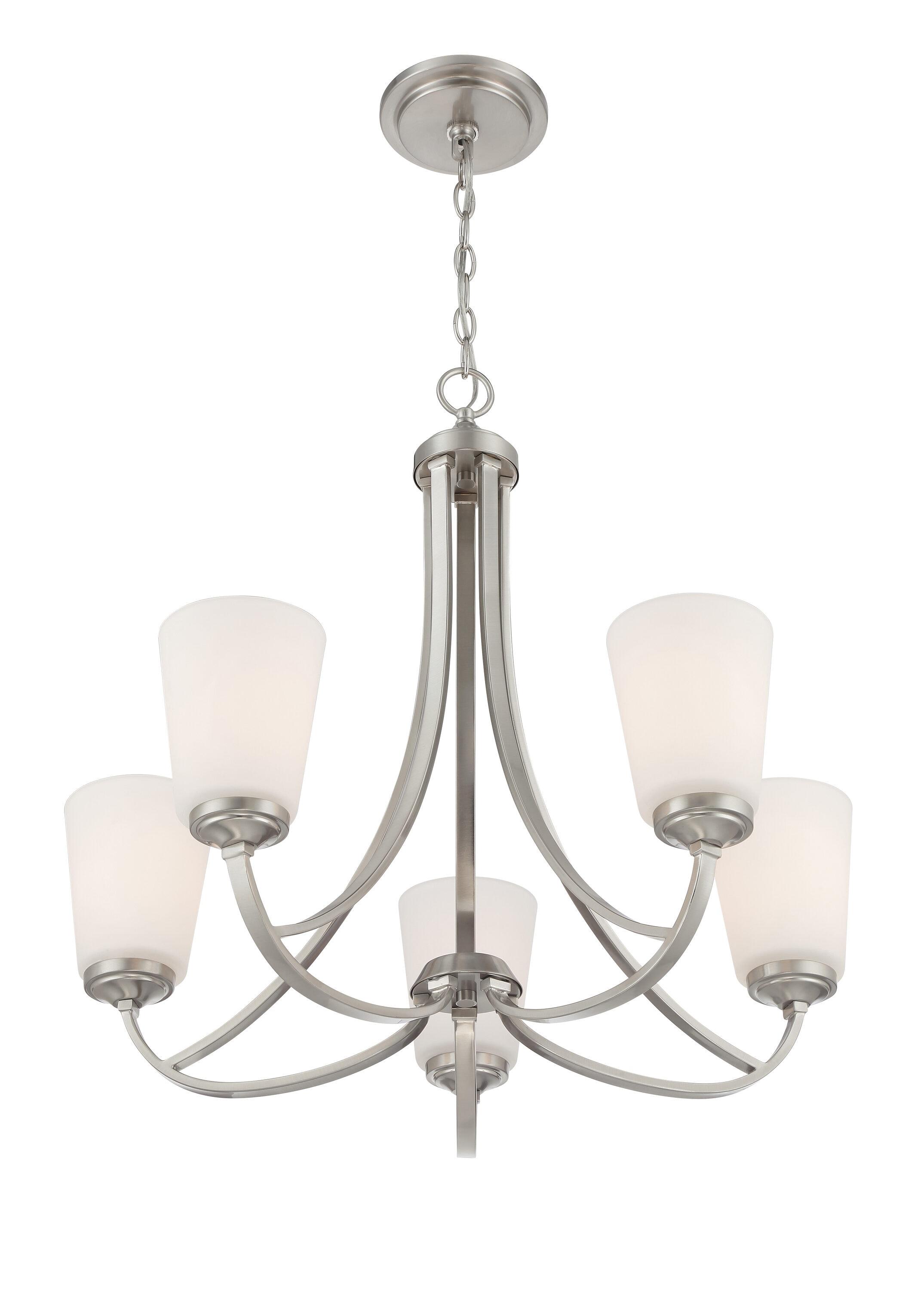 Minka Lavery Chandelier Lighting 4965-84, Overland Park Glass 1 Tier with Shades, 5 Light, Nickel