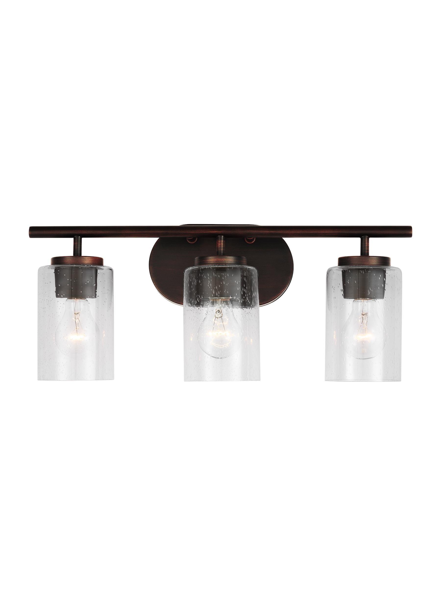 Oslo Bronze 3-Light Vanity Fixture with Clear Seeded Glass