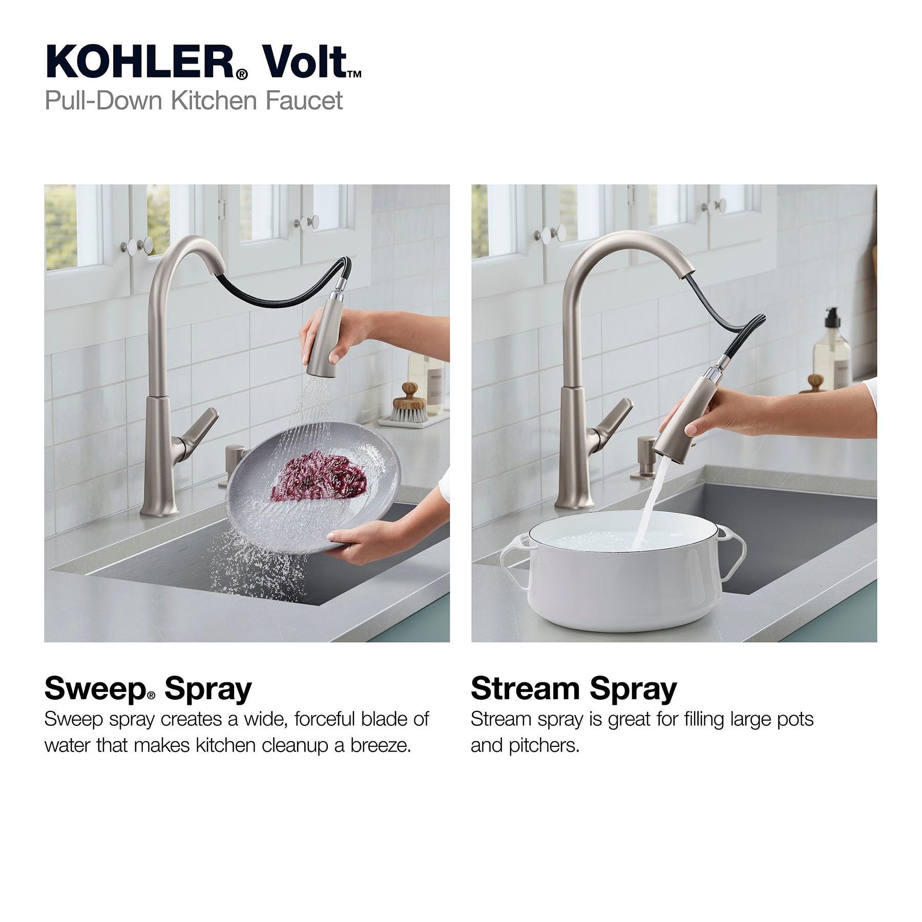 Volt Stainless Steel Pull-Down Kitchen Faucet with Soap Dispenser