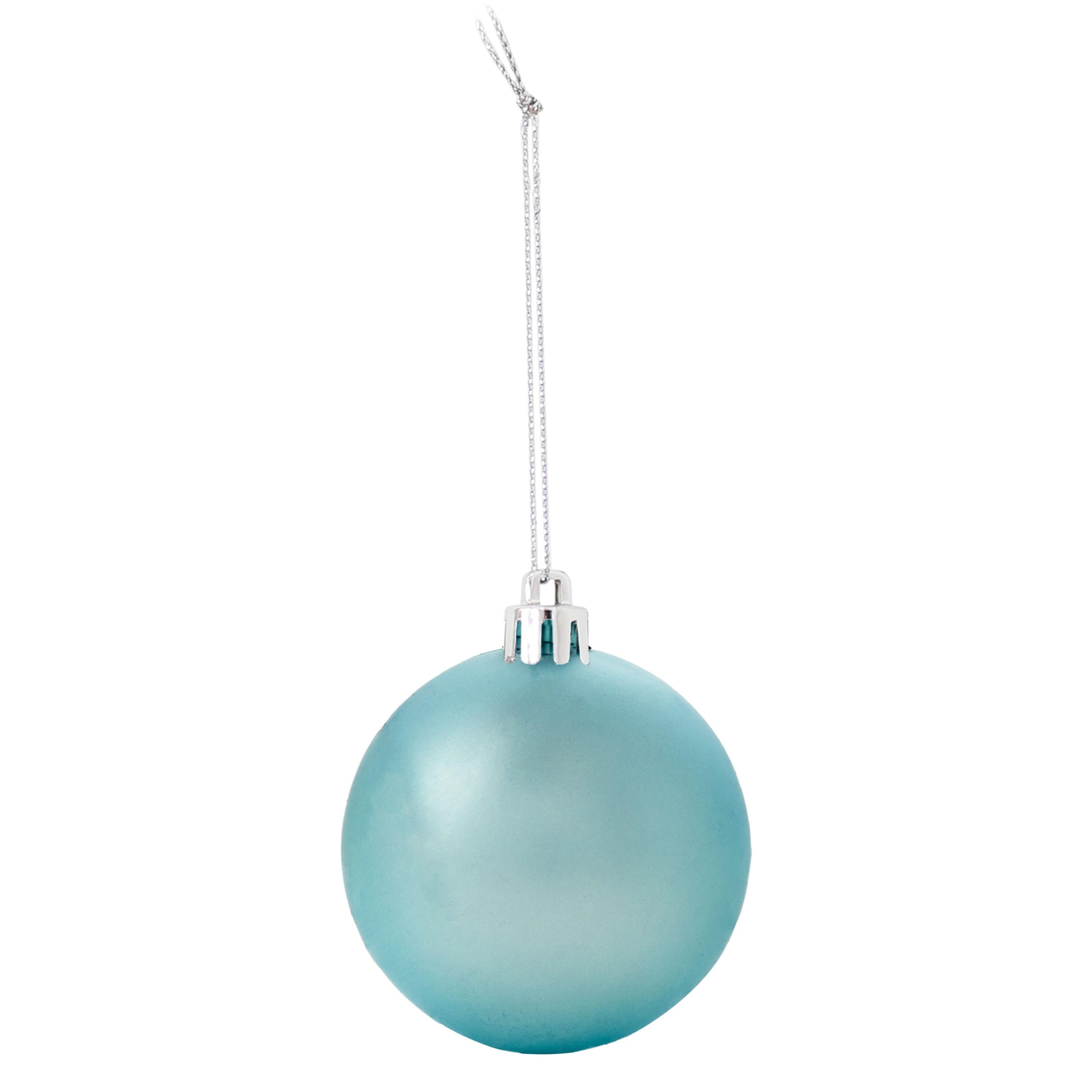 Sunnydaze Indoor Christmas Holiday Tree Shatterproof Merry Medley Ball Ornaments with Hooks - 2" - Turquoise and Blue - 24pc