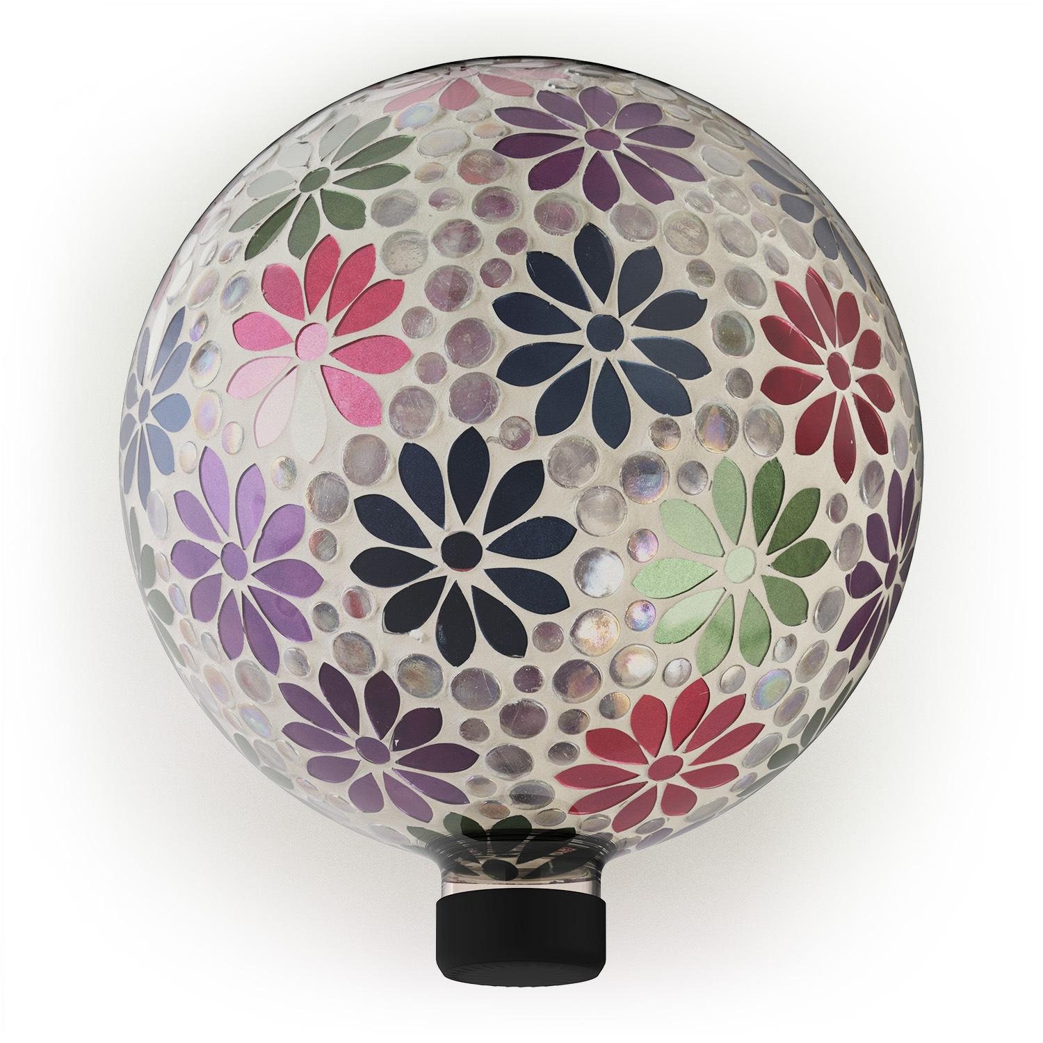 Alpine Corporation 10" Glass Mosaic Floral Gazing Globe, Multicolor