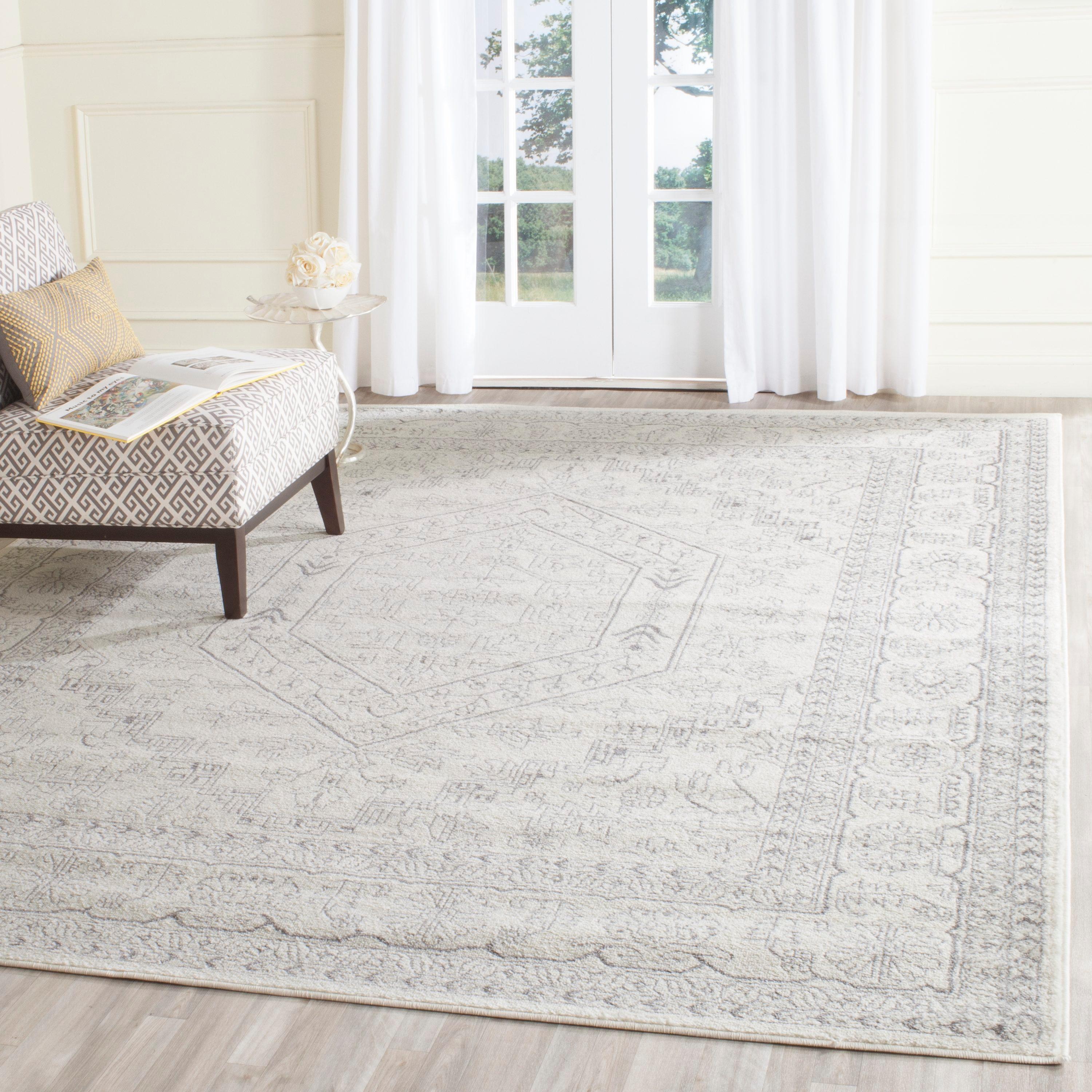 Adirondack ADR108 Power Loomed Area Rug - Ivory/Silver - 10'x10' - Safavieh.
