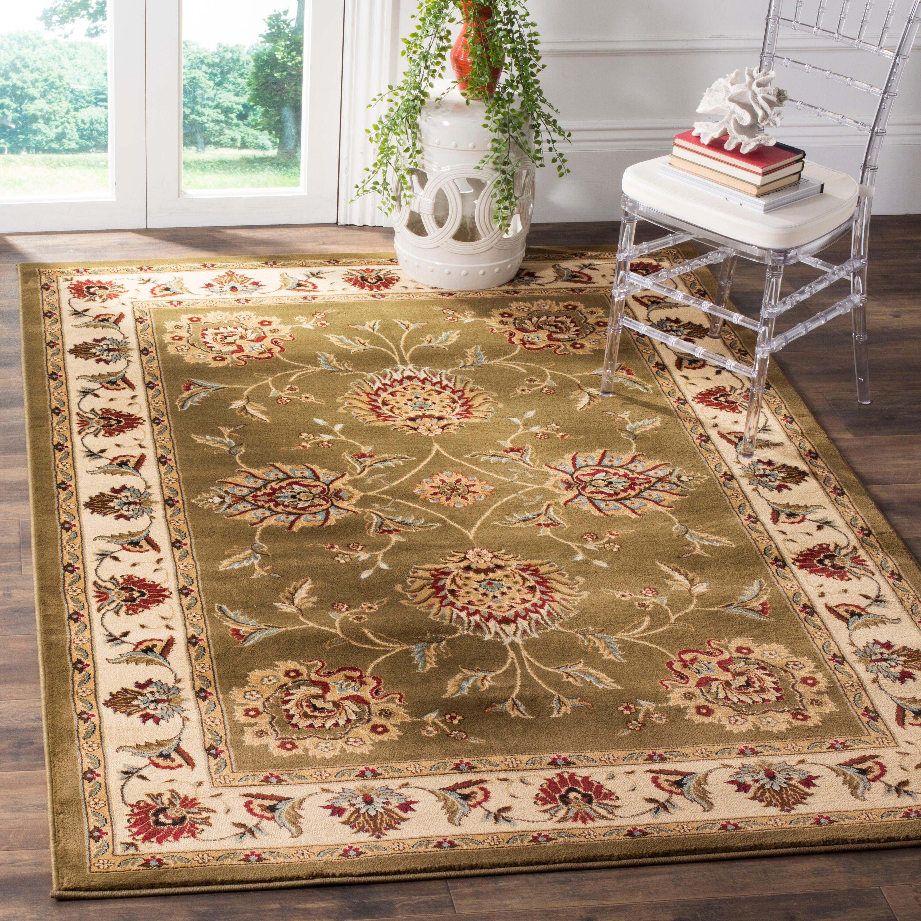 Lyndhurst LNH555 Power Loomed Runner Rug - Green/Ivory - 2'3"x16' - Safavieh