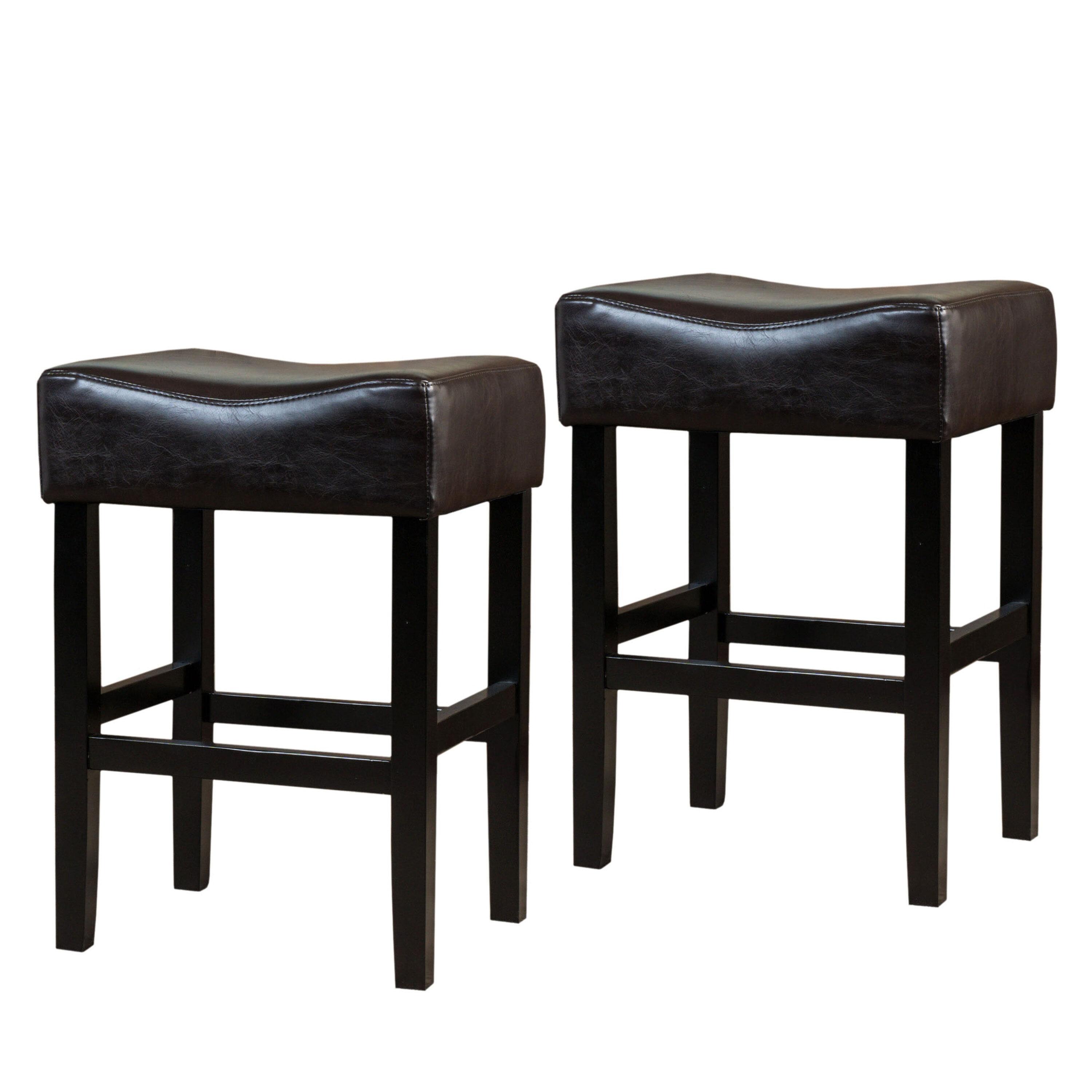 Christopher Knight Home Set of 2 Portman Backless Counter Height Barstools Brown: Upholstered, Wood Frame, 26" Seat Height