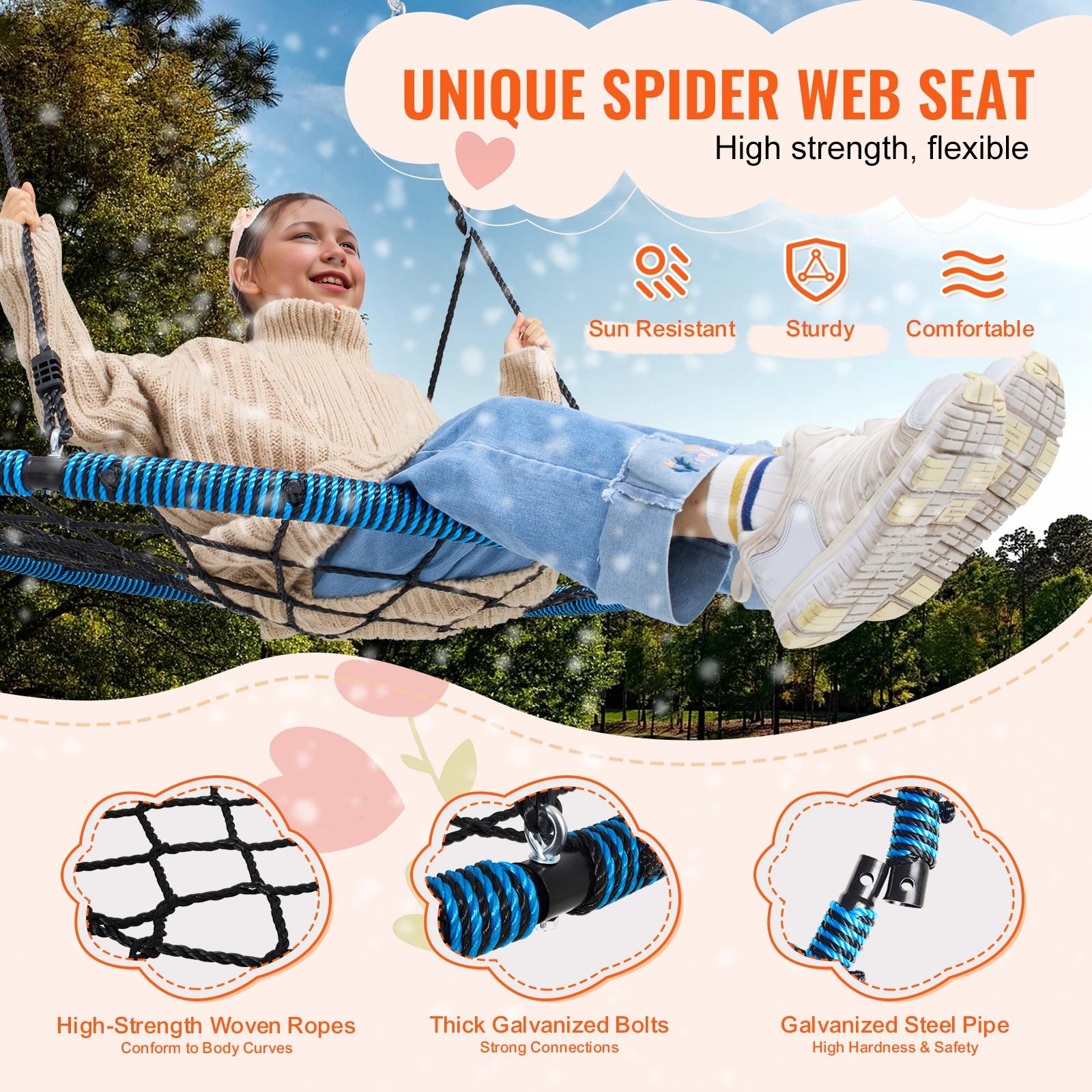Blue and Black 40" Spider Web Saucer Swing Set