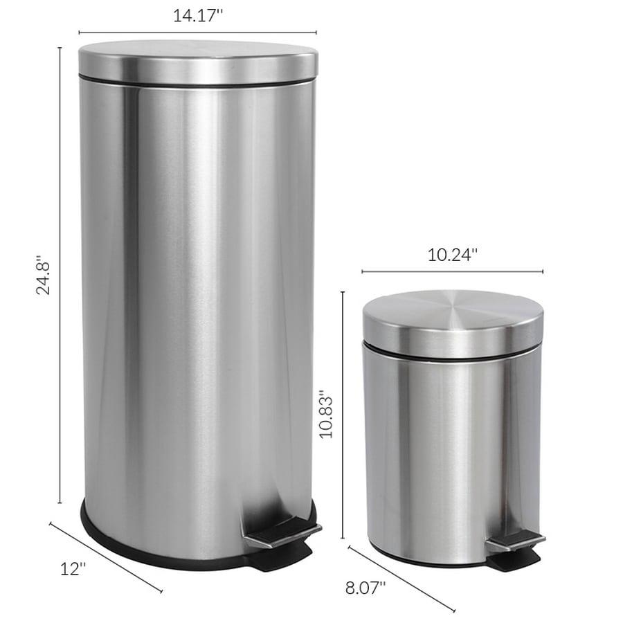 Steel Step On Trash Can Sets - 8 Gallons