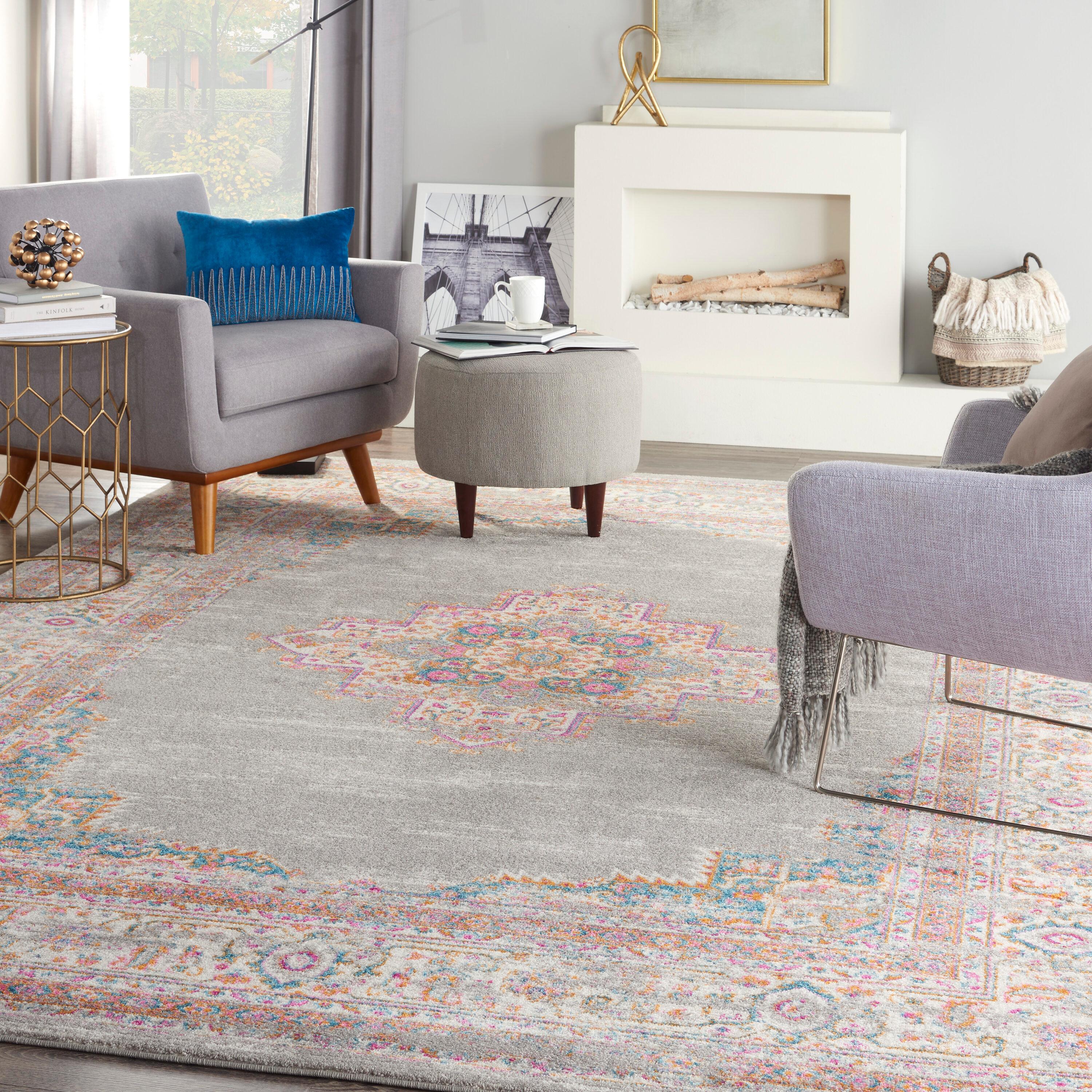 Nourison Passion Medallion Bohemian Indoor Rug Grey 12' x 15'