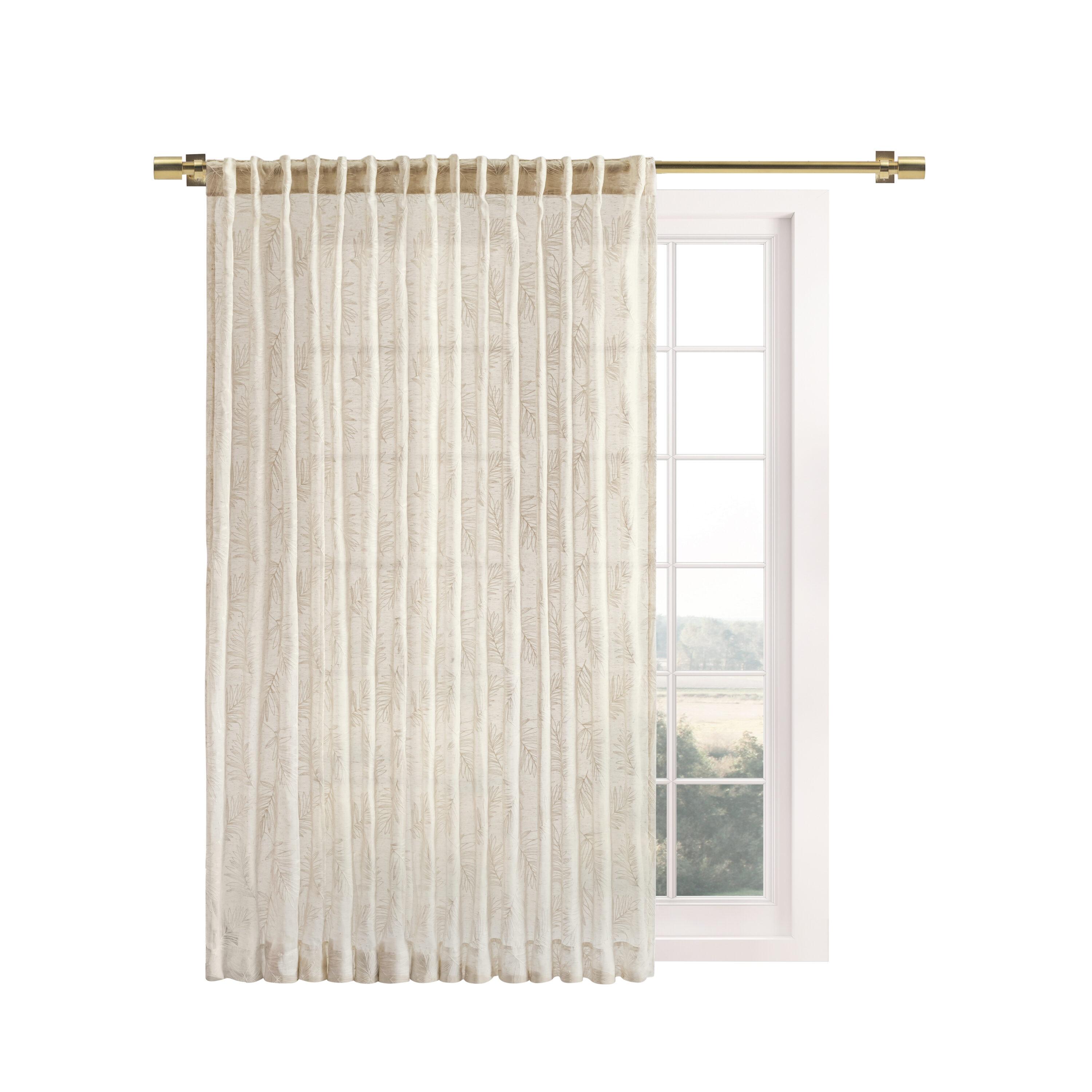 Red Barrel Studio® Roodhouse Premium Leaf Embroidered Semi-Sheer Rod Pocket Double Wide Patio Curtain Panel