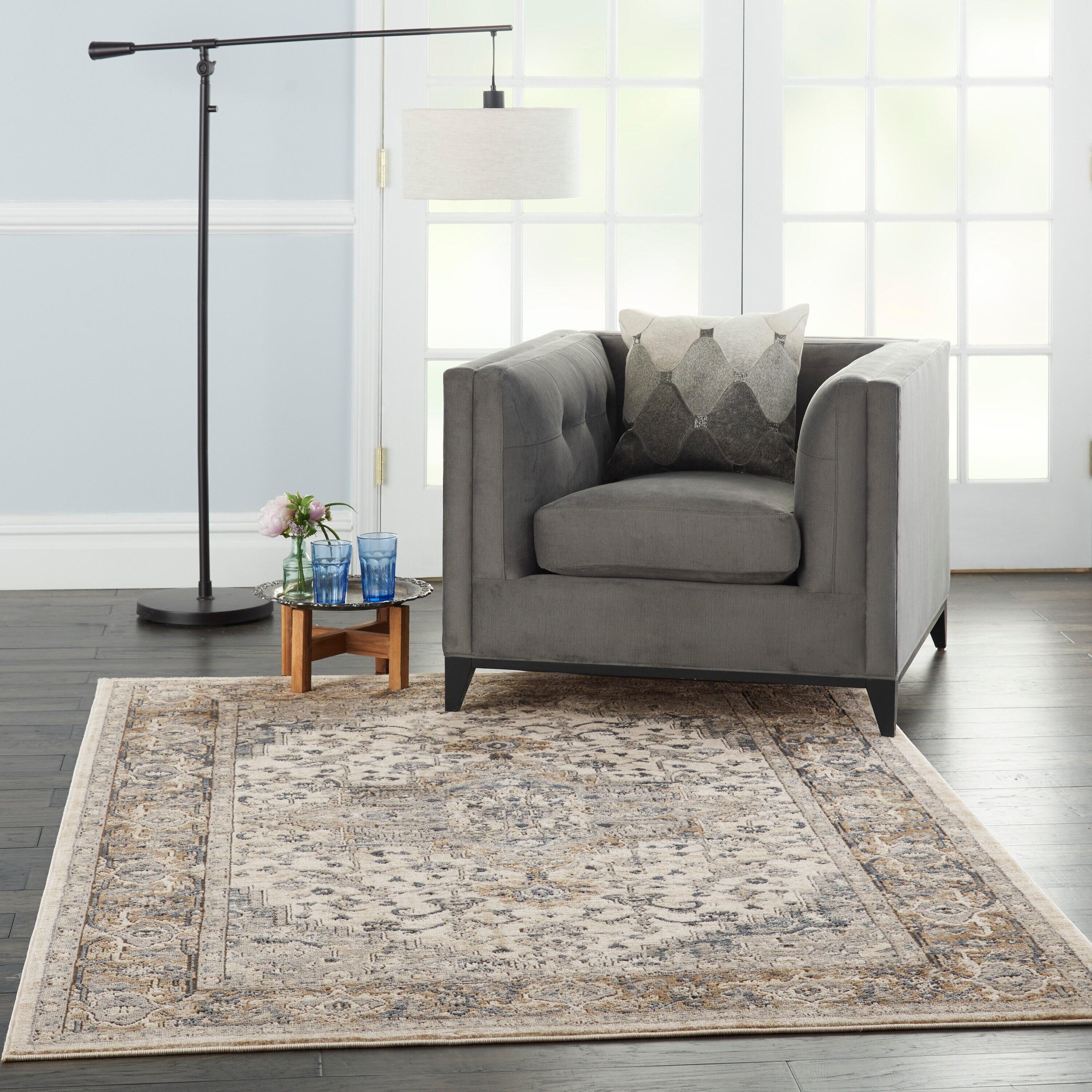 Nourison Concerto Center Medallion Indoor Rug Ivory Grey 5'3" x 7'3"