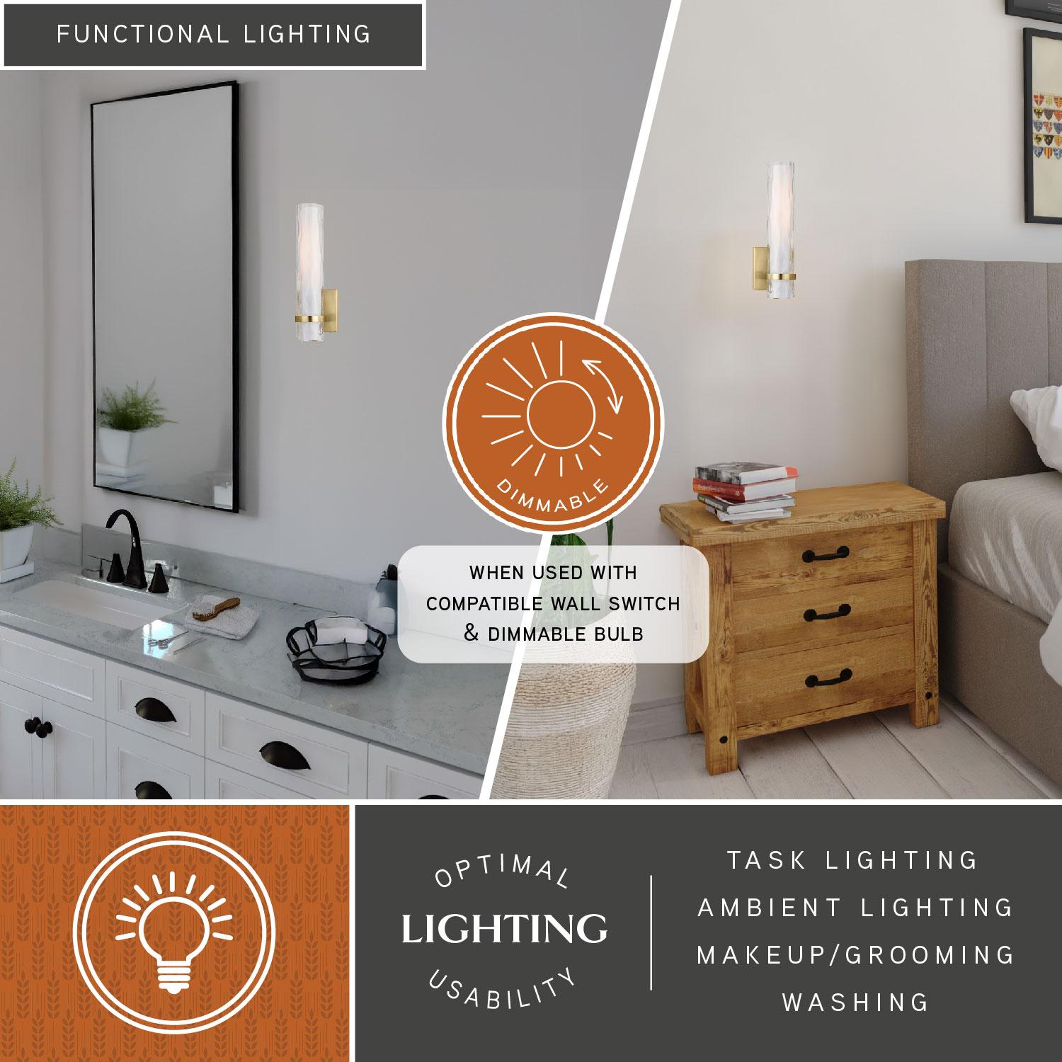 Vilo 1 Light Brass Bathroom Wall Fixture