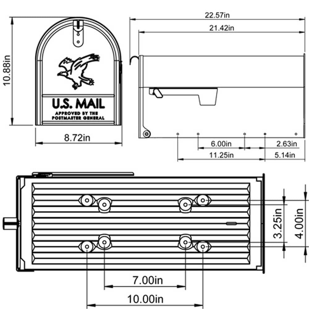 Architectural Mailboxes Elite Galvanized Steel, Large, Post-Mount Mailbox in Black