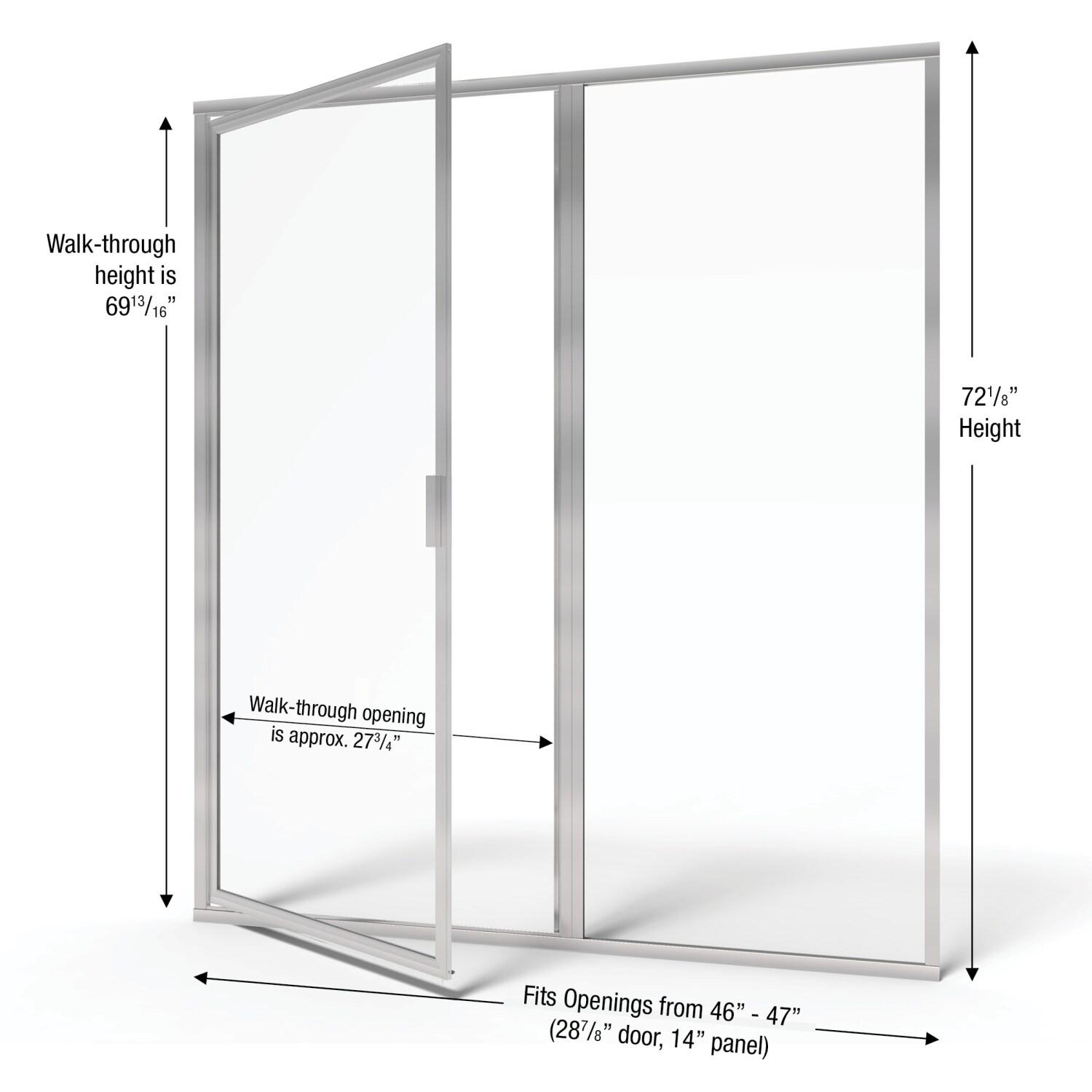 Deluxe 47" x 72.13" Pivot Framed Shower Door
