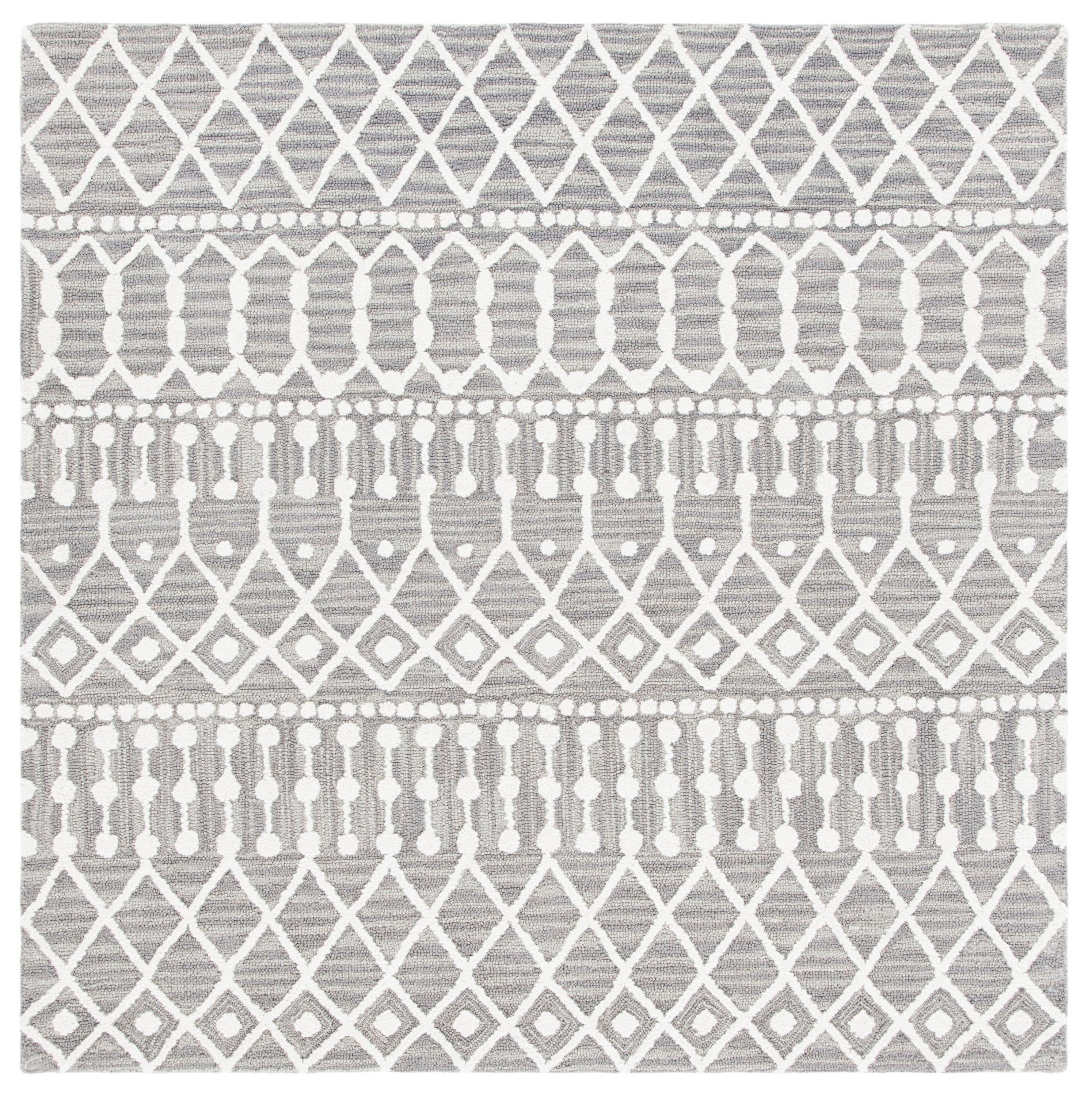 Blossom BLM115 Hand Tufted Area Rug - Grey/Ivory - 6'x6' - Safavieh.