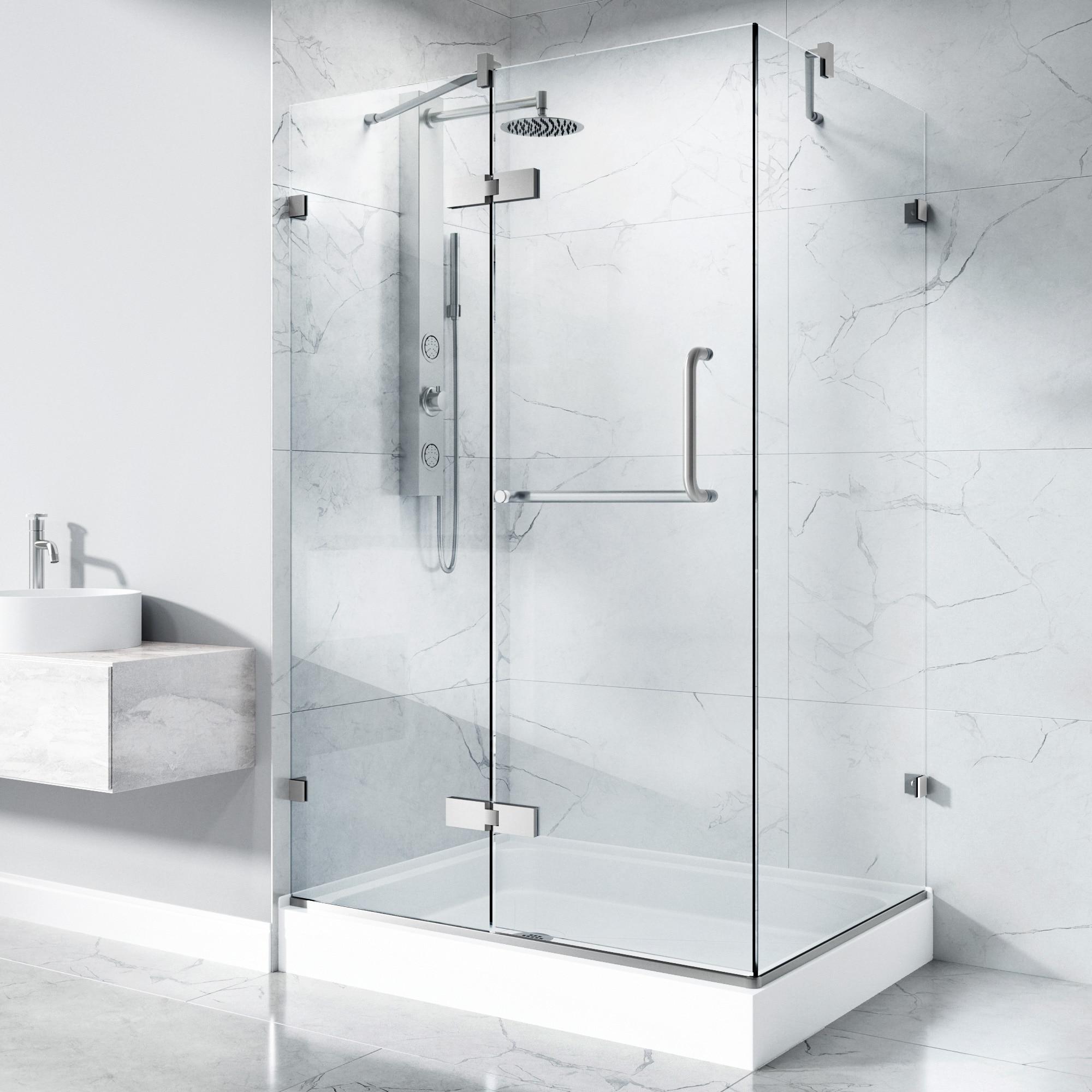 VIGO Monteray 48" W x 32" D x 79" H Hinged Frameless Shower Enclosure with 3/8 Clear Glass & Base VG6011BNCL48WL