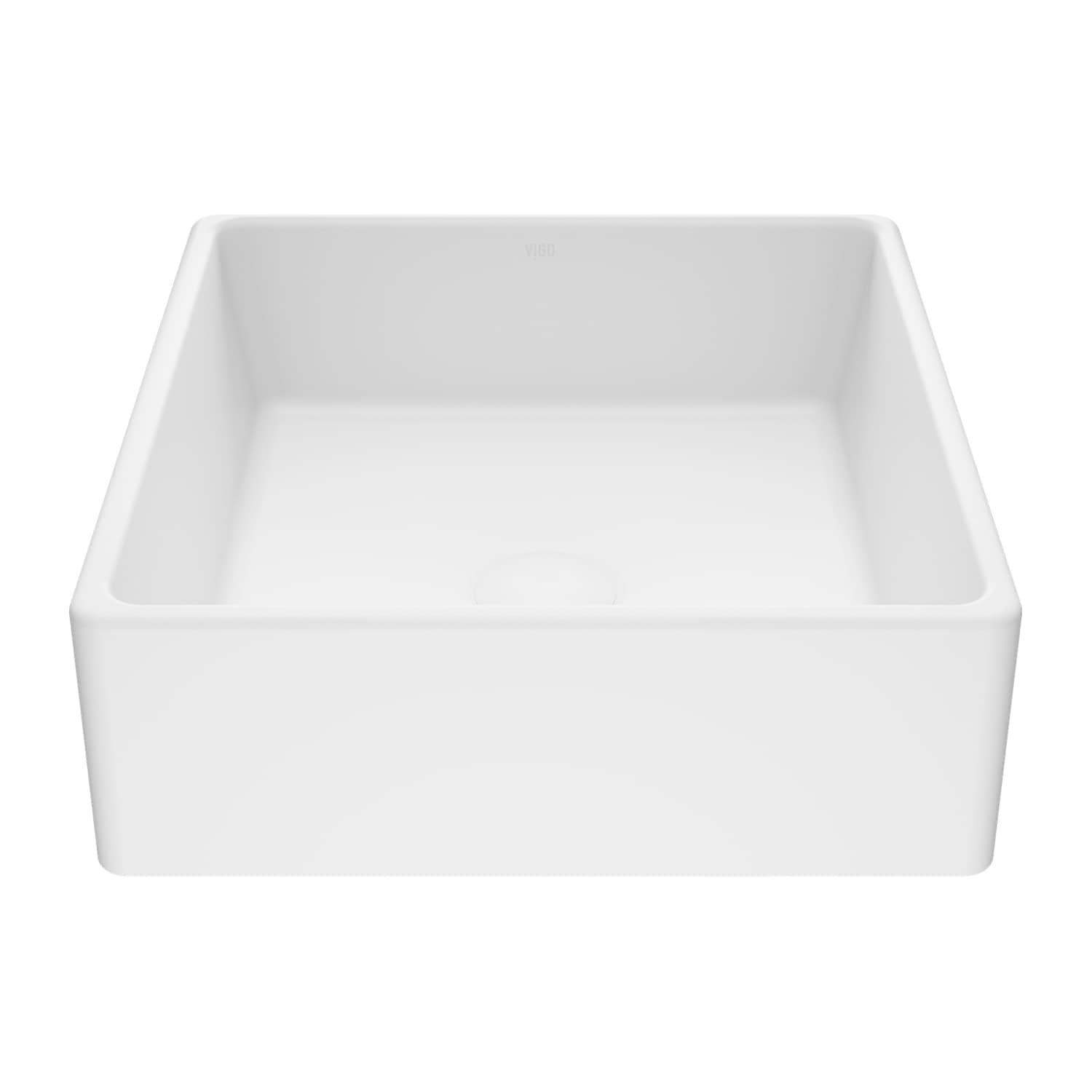 Dianthus 15" L x 15" W x 5" H Matte White Handmade Square Vessel Bathroom Sink