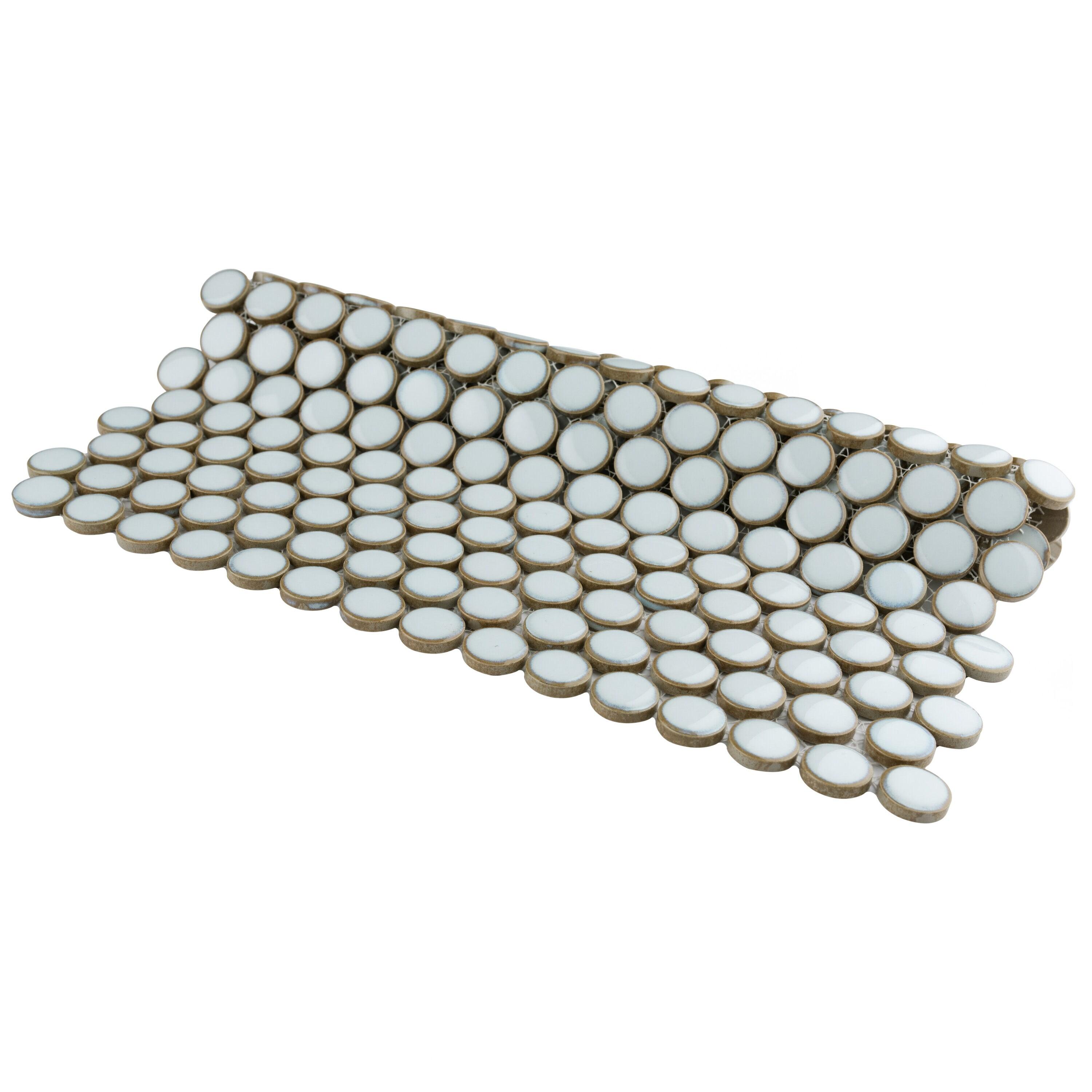 Merola Tile Hudson Penny Round 11-7/8 " x 12-5/8 " Porcelain Mosaic Floor & Wall Tile
