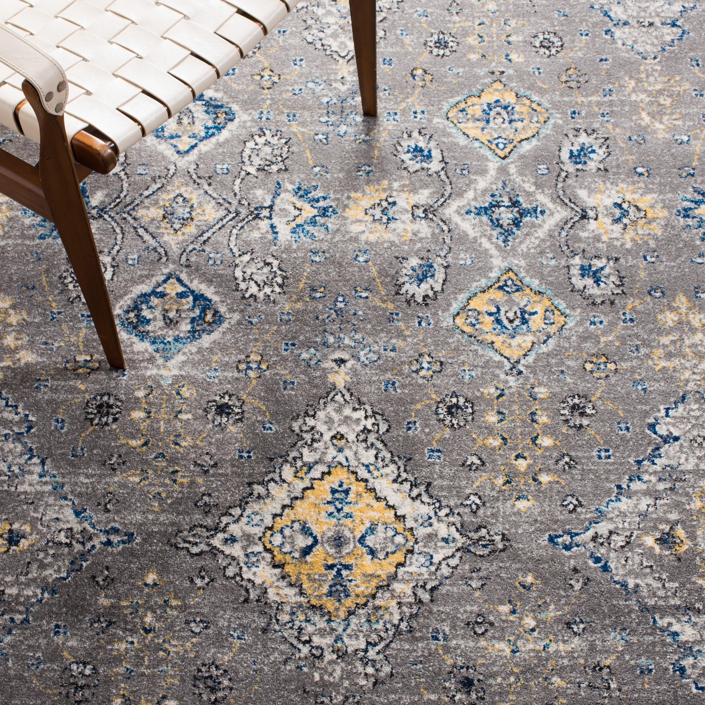 Evoke EVK224 Power Loomed Area Rug - Dark Grey/Yellow - 4'x6' - Safavieh.