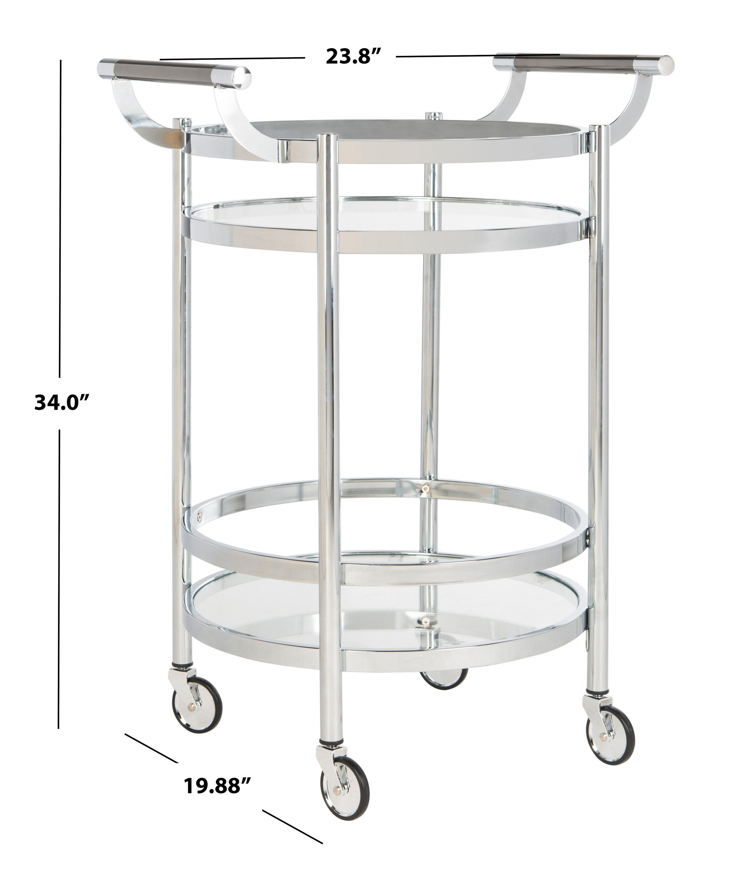 Sienna 2 Tier Round Bar Cart - BCT8001C - Chrome/Glass - Safavieh