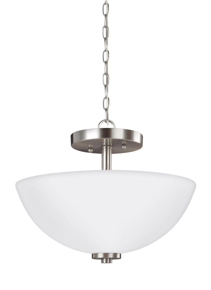 Elegant Brushed Nickel 2-Light LED Pendant with Etched Glass Shade