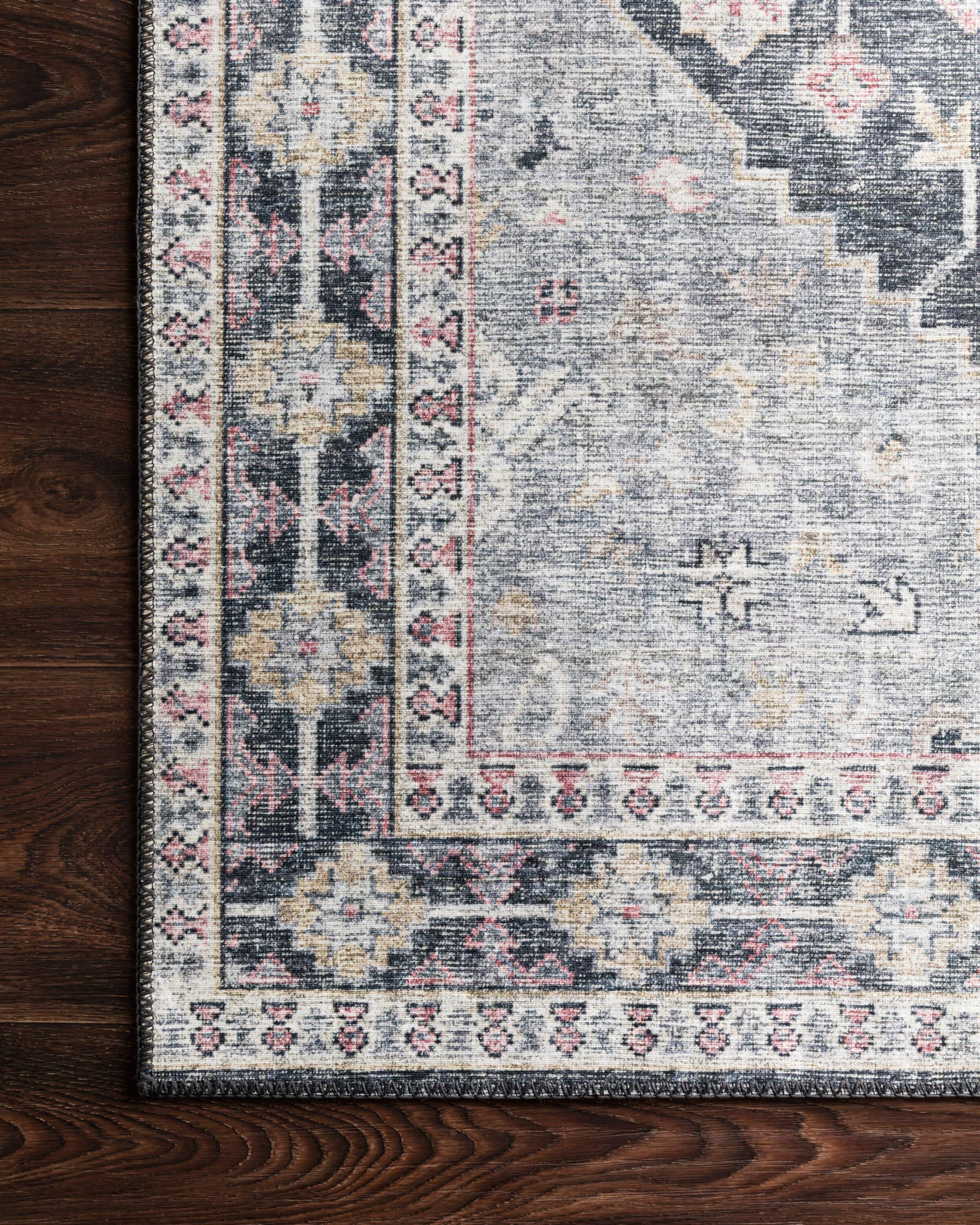 Reversible Gray Oriental 30x120 Wool-Synthetic Blend Rug