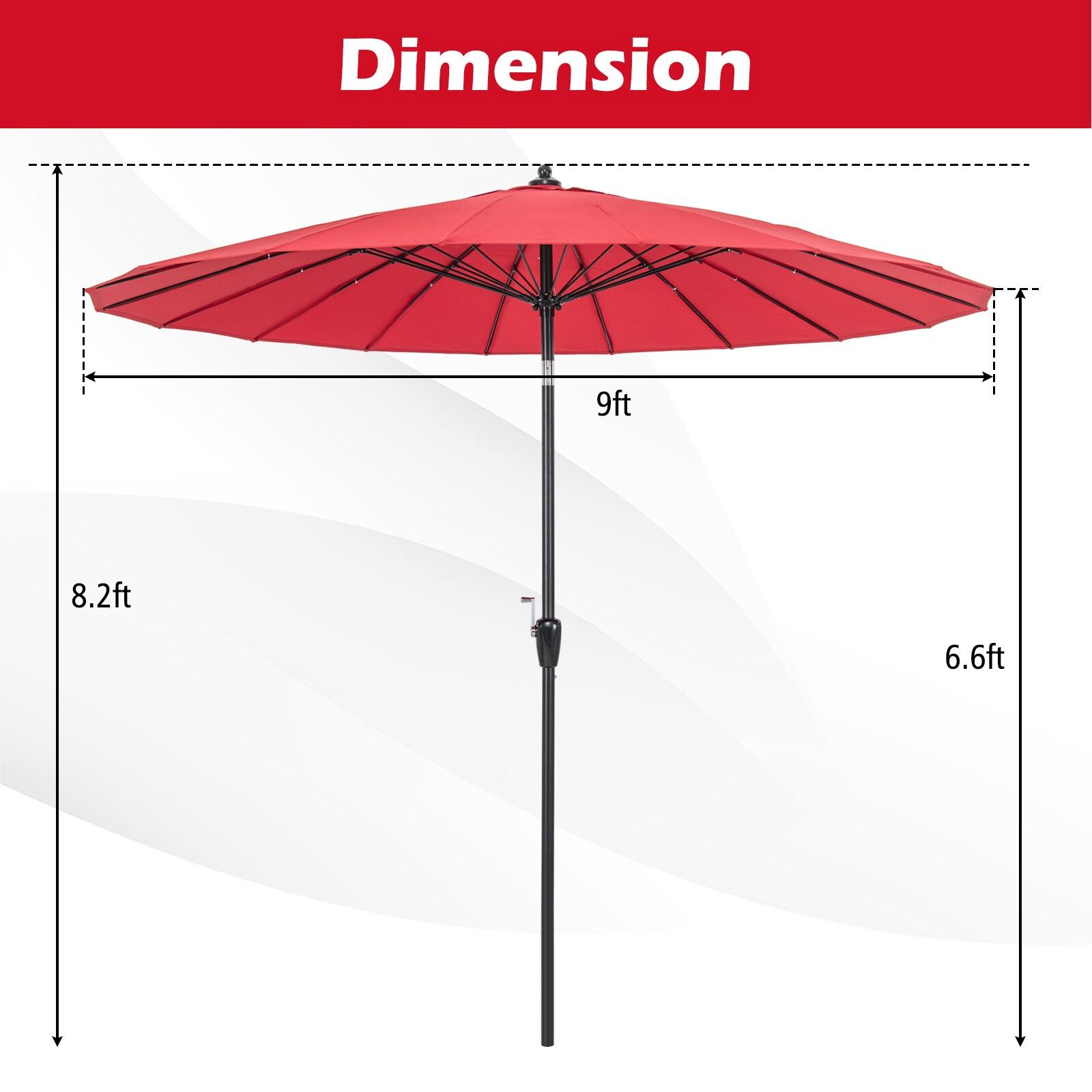 Spaco 9 Feet Round Patio Umbrella with 18 Fiberglass Ribs-Wine, Patio Offset Umbrella with Easy Tilt Adjustment, Outdoor Cantilever Hanging Umbrella