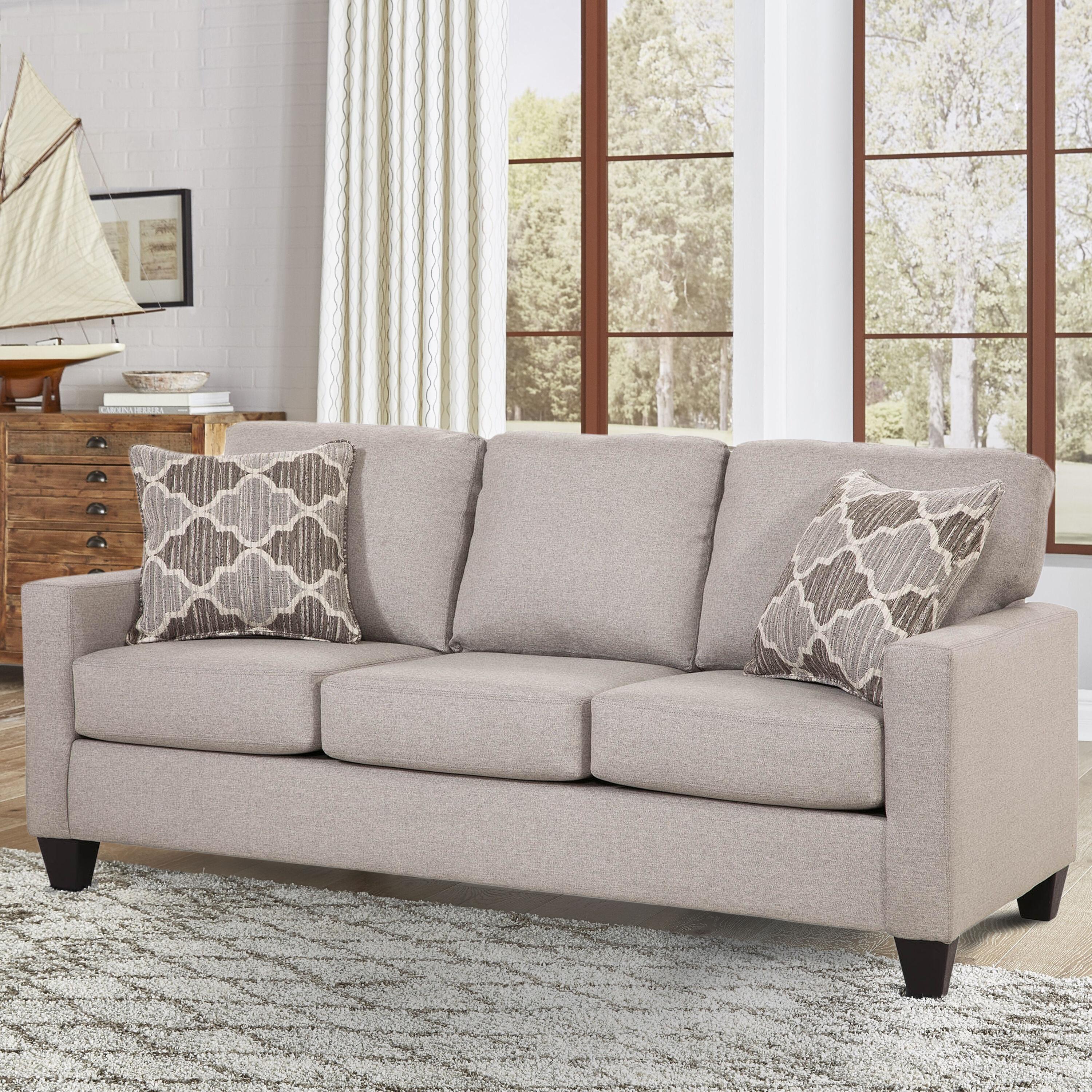 Gray Linen Apartment Sofa with Moroccan Accent Pillows