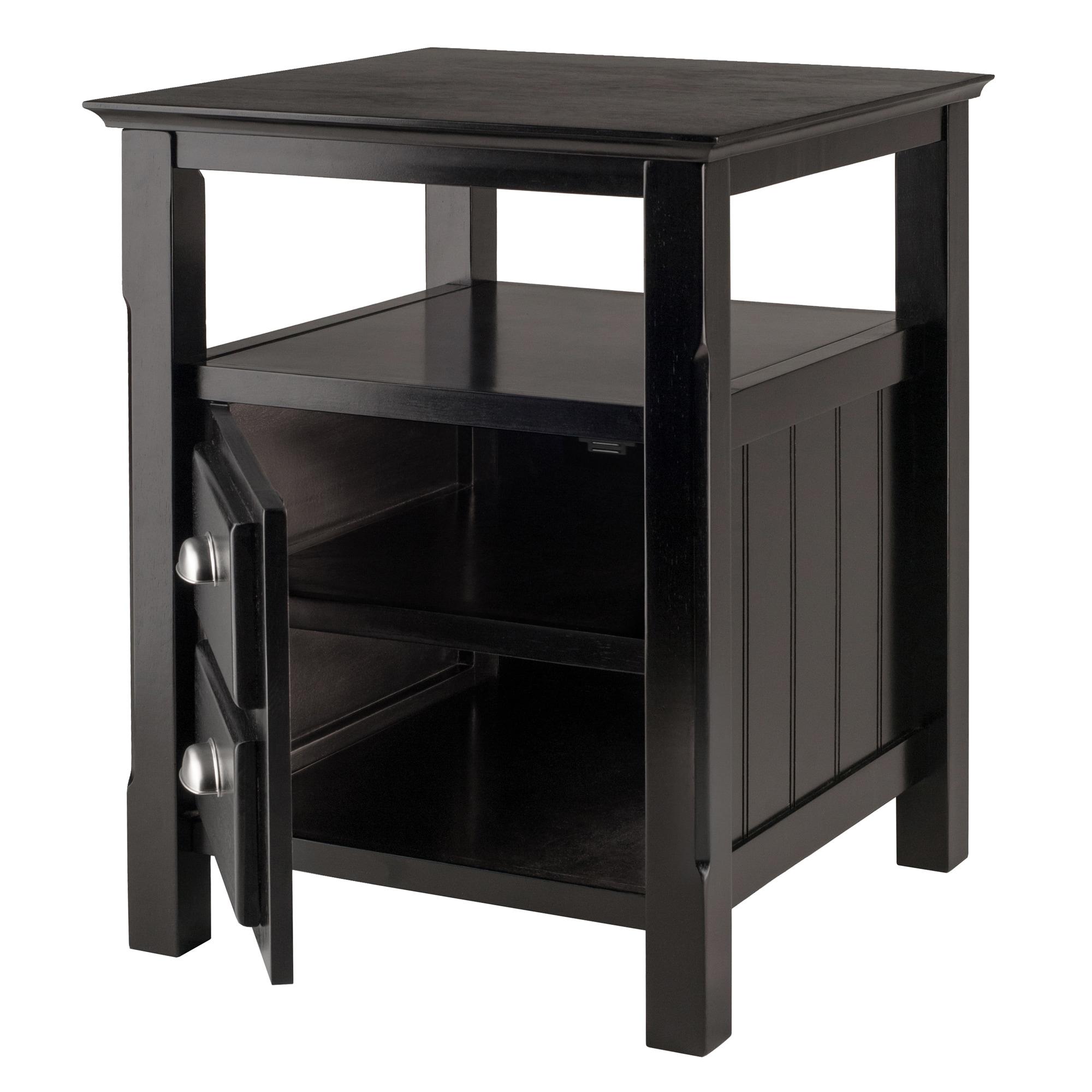 Timber Nightstand Black - Winsome: 2-Shelf Cabinet, Open Storage, Bedroom Furniture