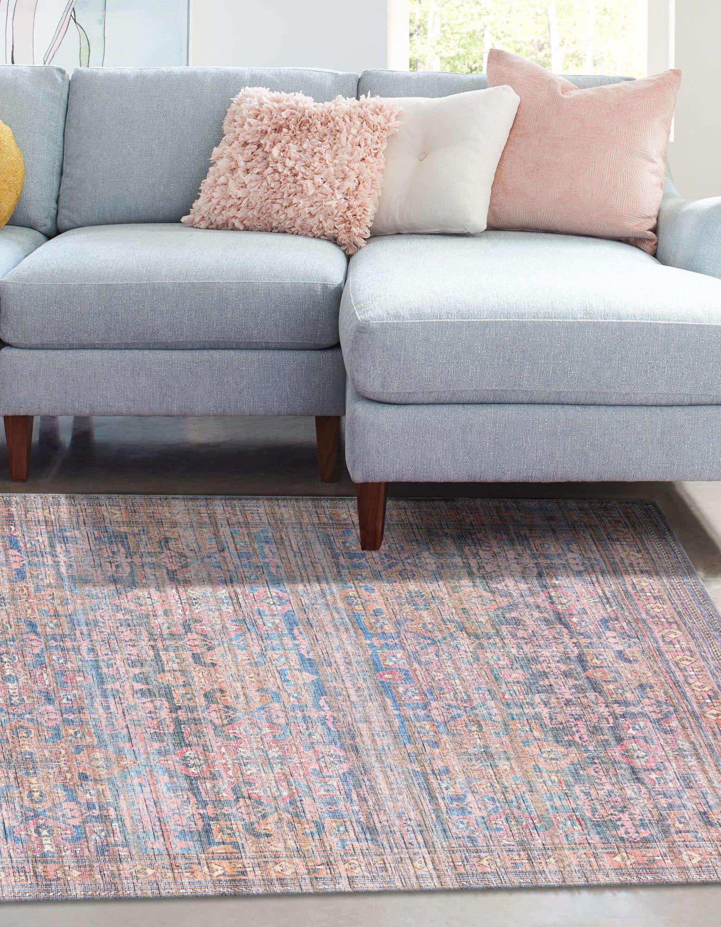 Unique Loom 9' 2 x 12' 0 Nostalgia Bliss Machine Washable Antique Blue Area Rug