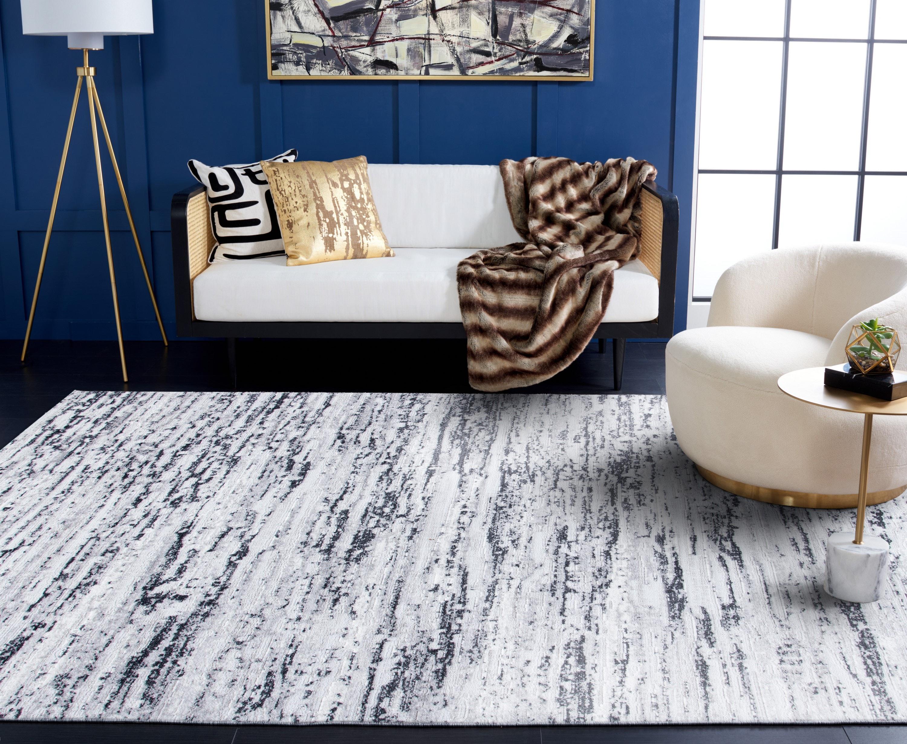 Amelia 700 ALA768 Machine Made Loomed Area Rug - Light Grey/Charcoal - 5'-3" X 5'-3"  Square - Safavieh