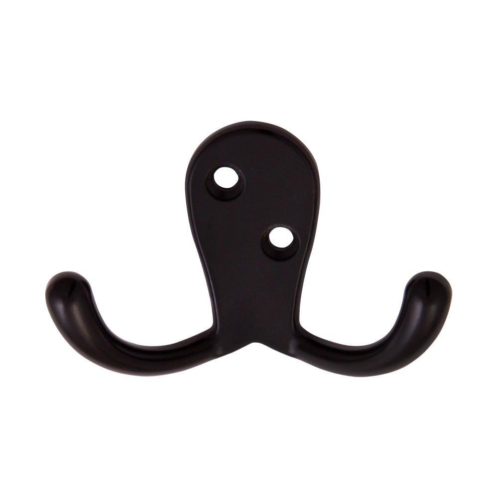 Matte Black Steel Double Hook 5-Pack