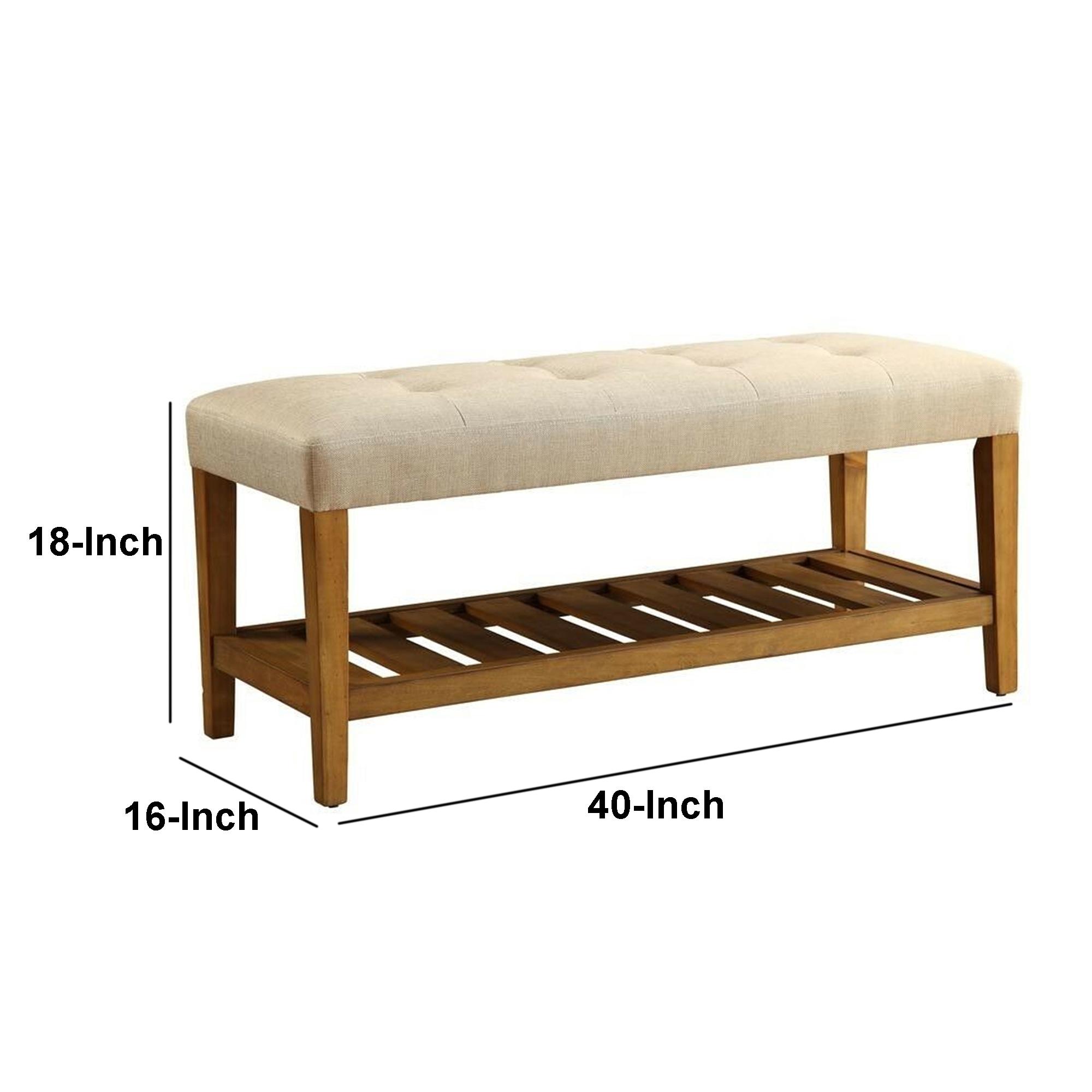 Benzara Wooden Backless Bench