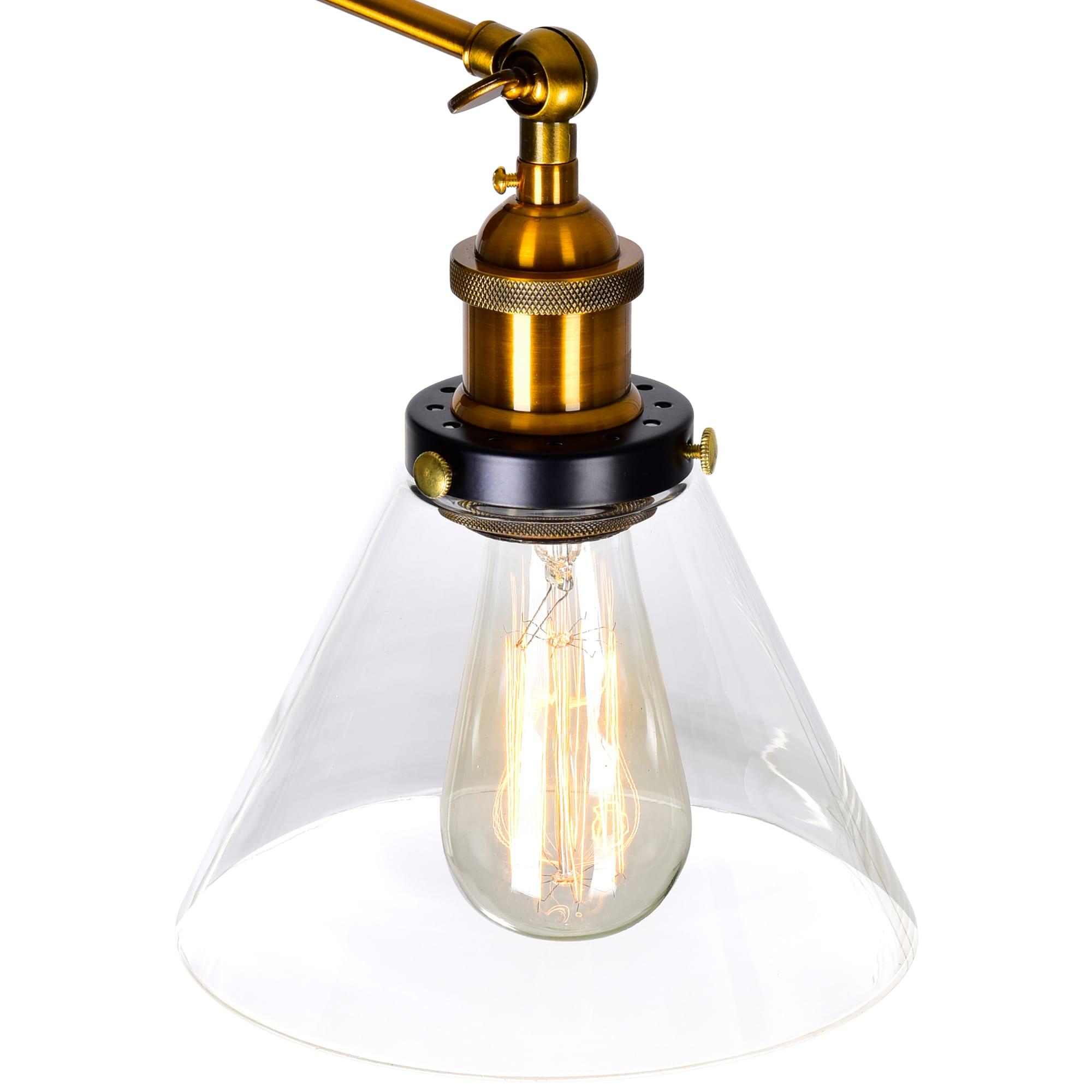 Elegant Dual-Arm Black and Gold Brass Wall Sconce