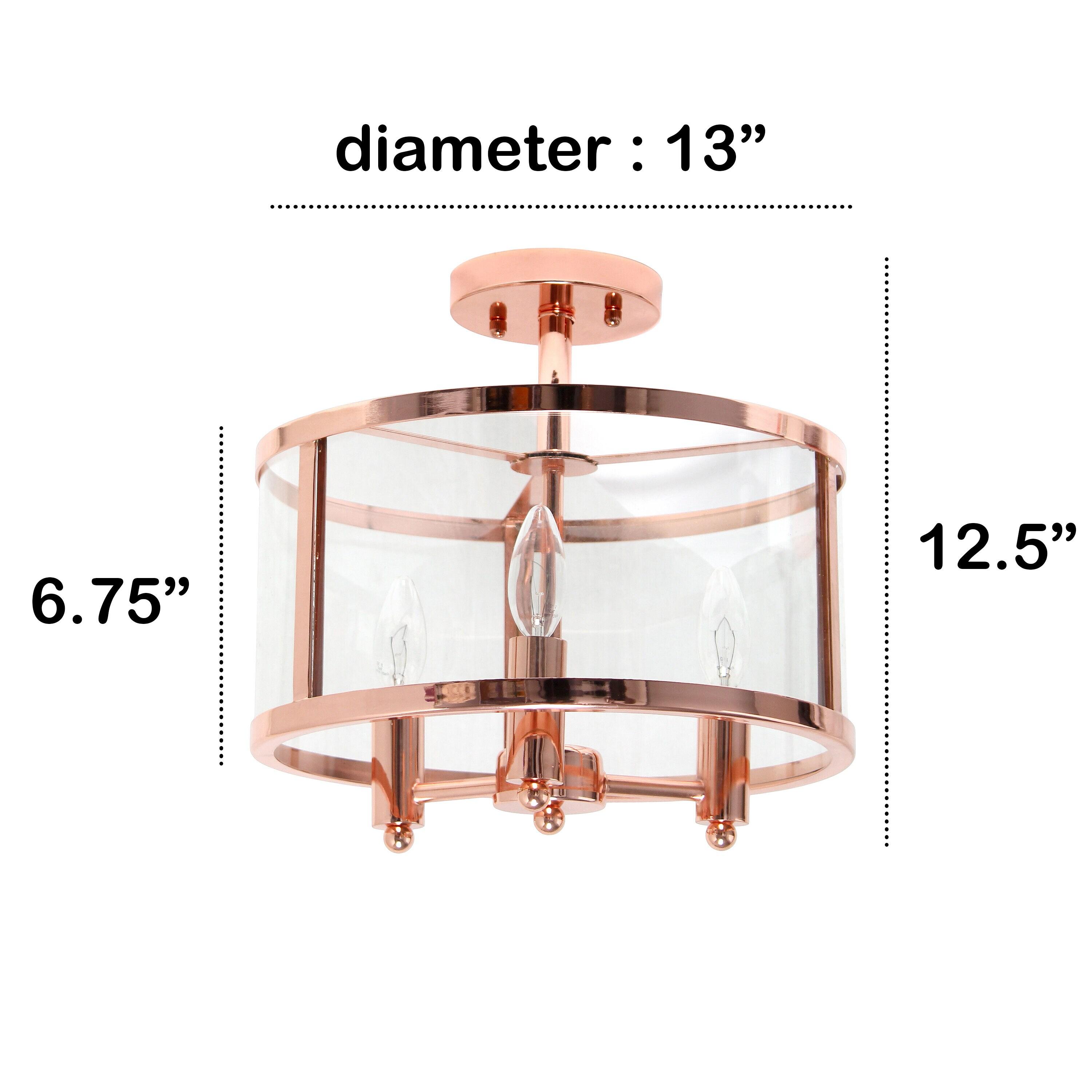 3-Light 13" Industrial Farmhouse Glass/Metallic Accented Semi-flushmount Ceiling Light - Lalia Home
