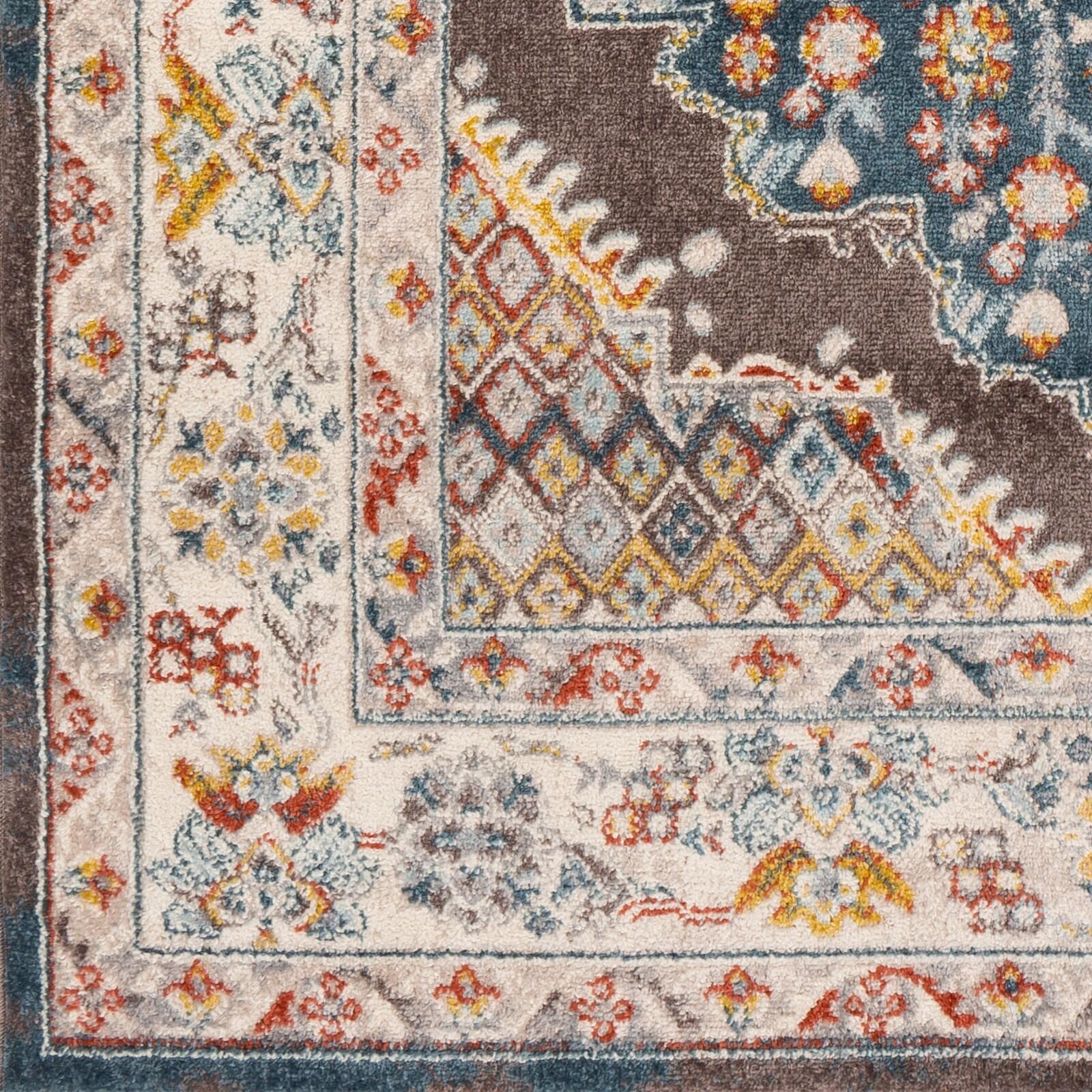 Livabliss 5'3"x7'3" Kashan Traditional Rugs Blue: Stain & Fade-Resistant, Medium Pile, Polypropylene
