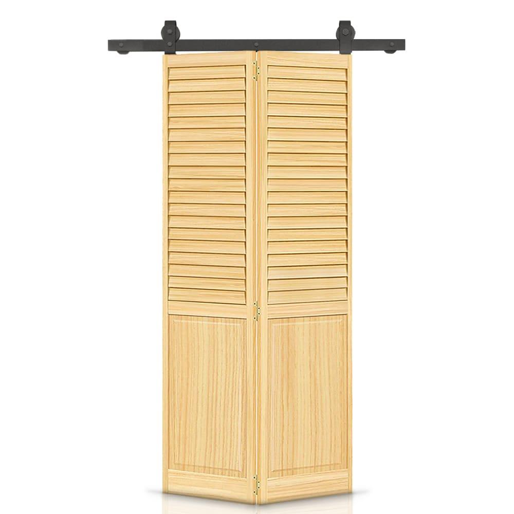 Calhome 80'' Solid Wood Unfinished Bi-Fold Door