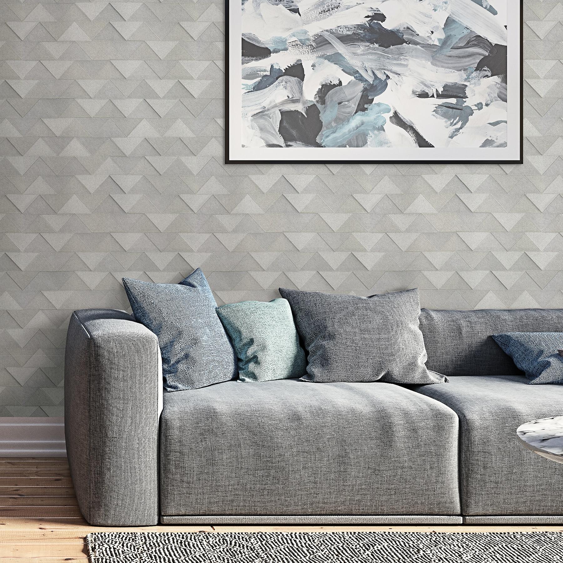 Fine Decor Matrix Grey Triangle Wallpaper, 20.5-in by 33-ft, 56.38 sq. ft.