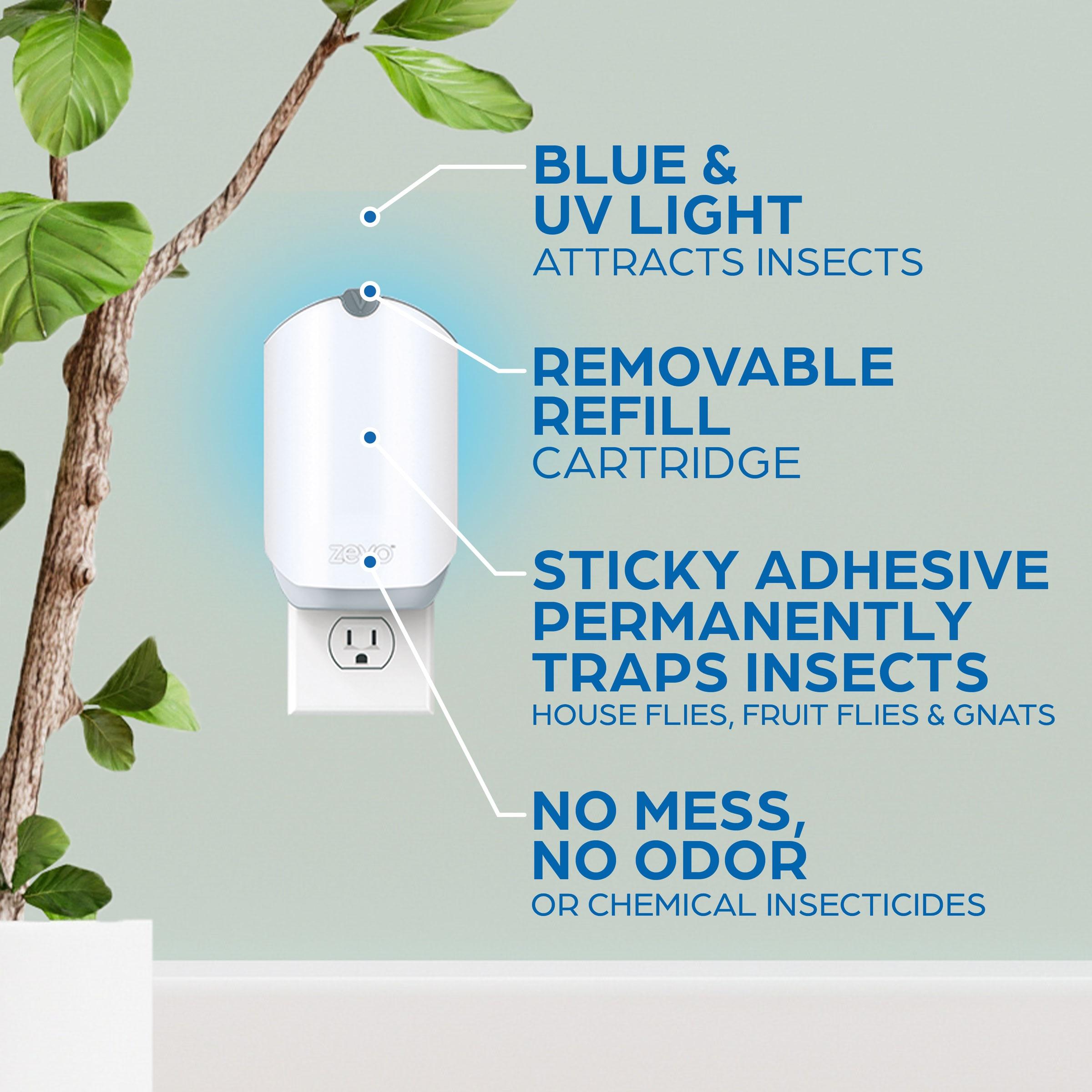 Zevo Flying Insect Trap, Fly Trap Captures Houseflies, Fruit Flies, and Gnats 1 Plug-in Base + 1 Cartridge