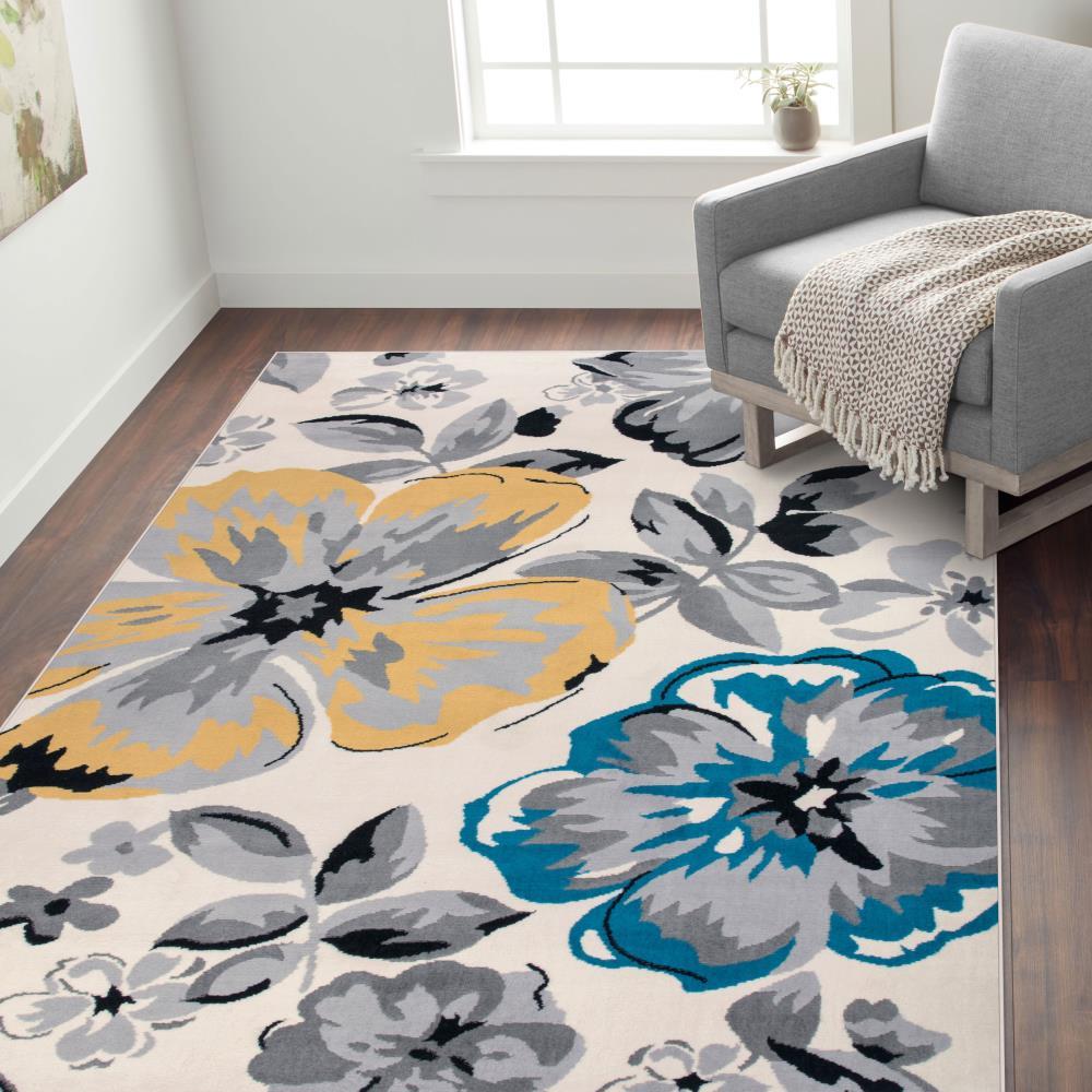 World Rug Gallery Modern Floral Design Cream 7'6" x 9'5" Area Rug