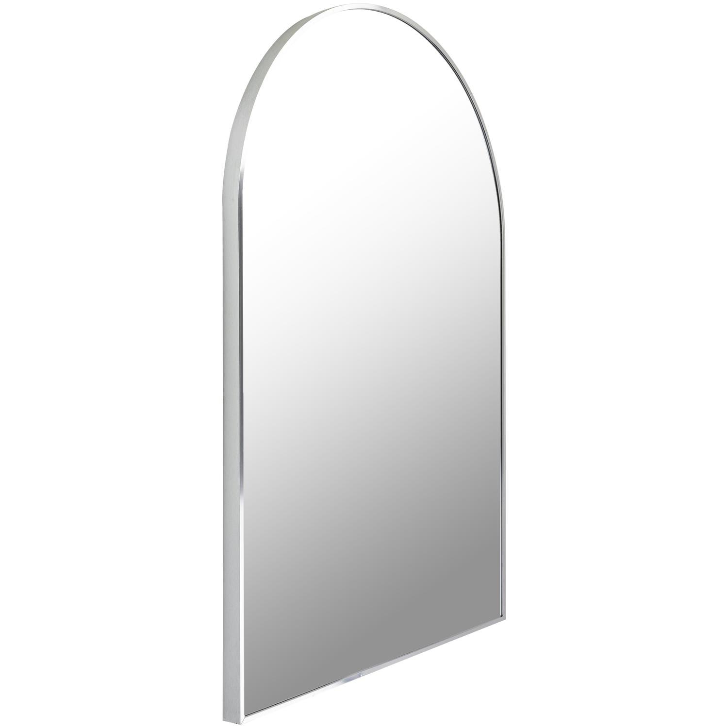 Elegant Rectangular Wood Framed Mirror in Brushed Silver and Gold
