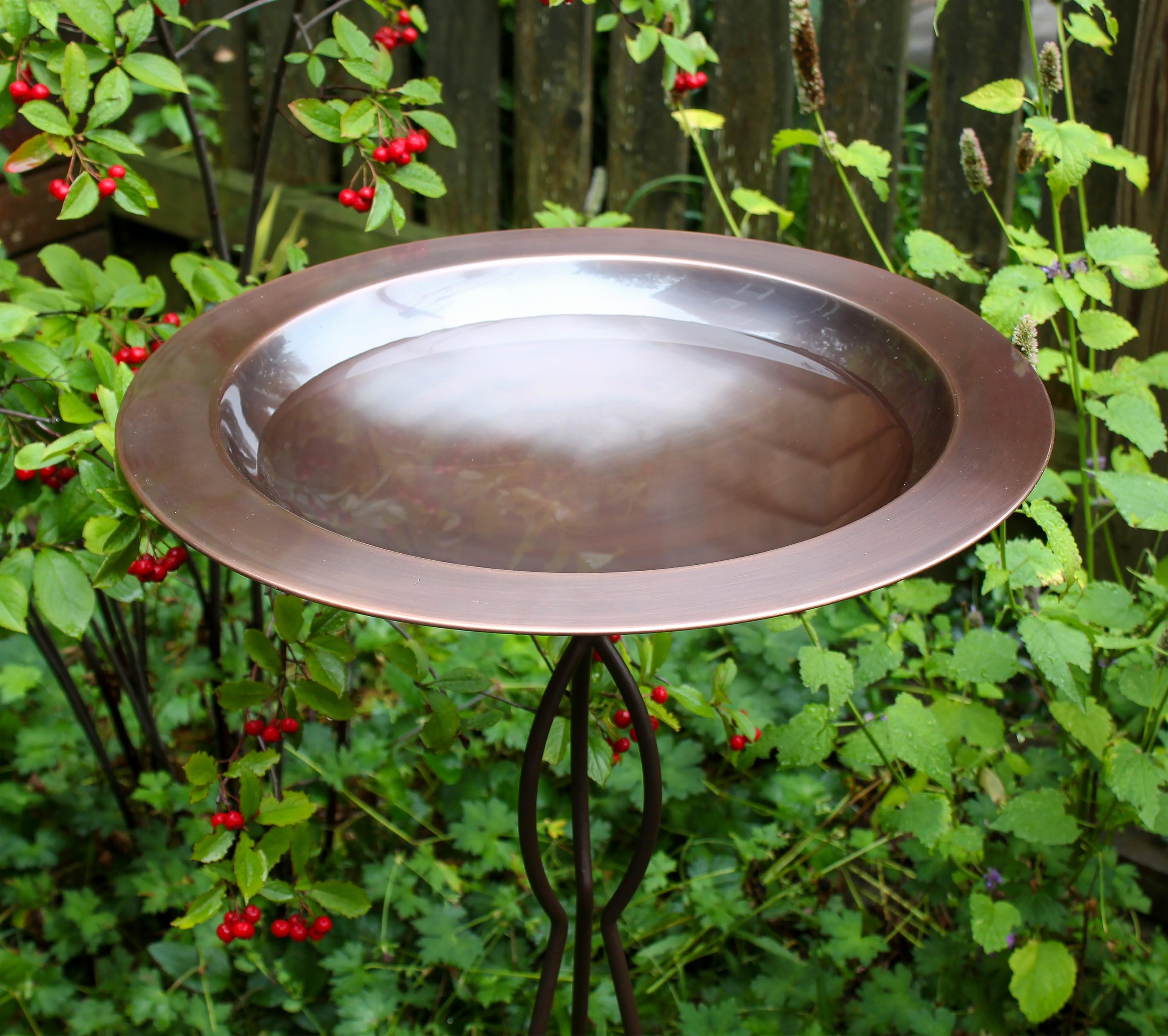 18" Classic Copper Birdbath with Tripod Stake