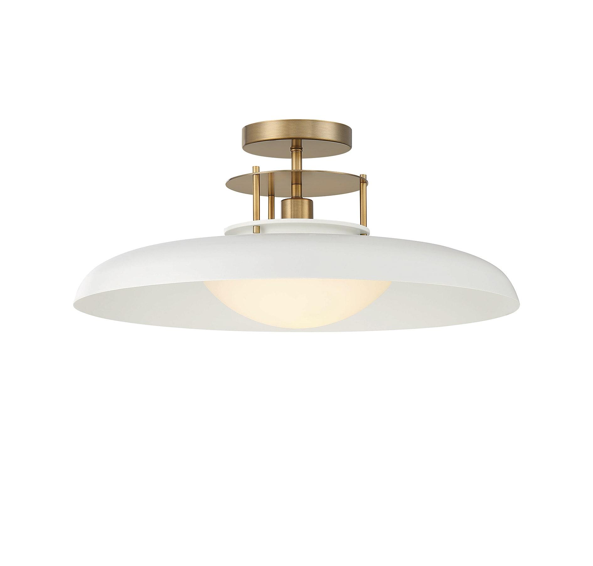 1 Light Semi-Flush Mount in Vintage Style-9 inches Tall and 20 inches Wide-White/Warm Brass Finish Bailey Street Home 159-Bel-4636206