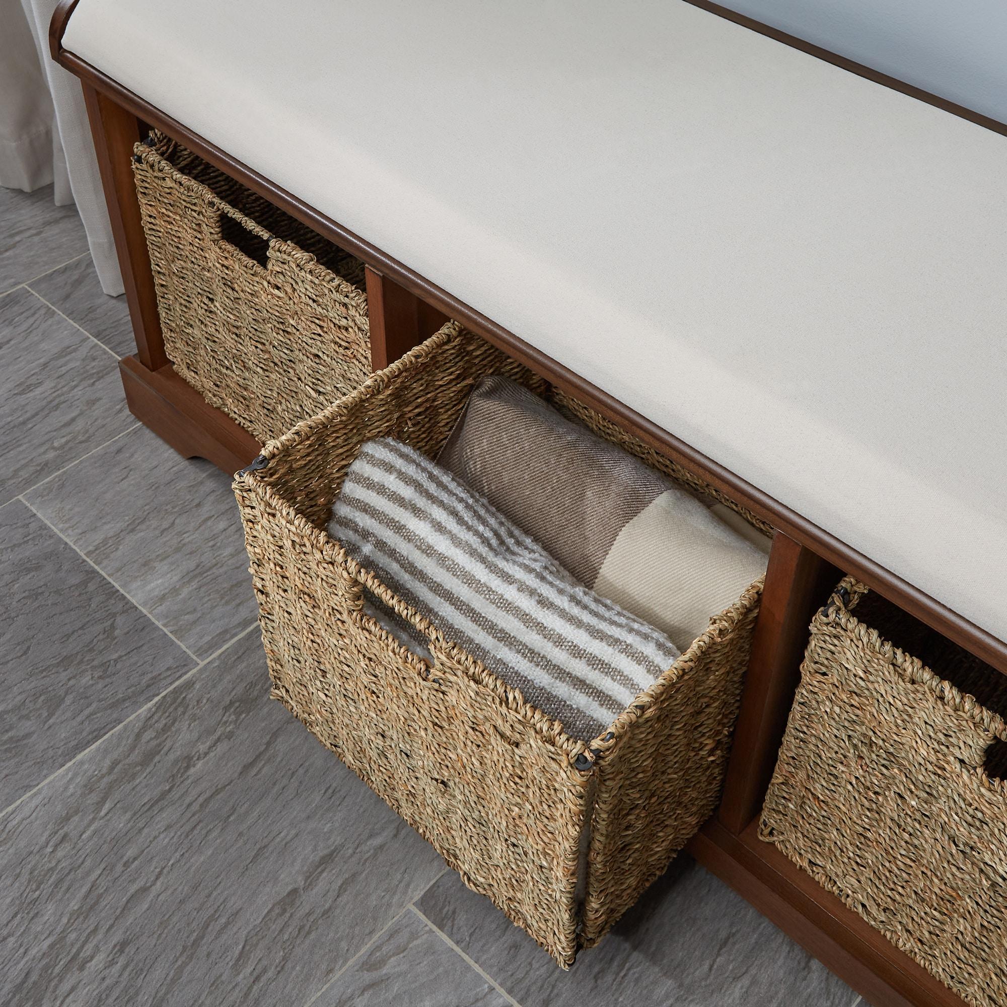 Lonan  Wicker Storage Bench - Brown - Safavieh